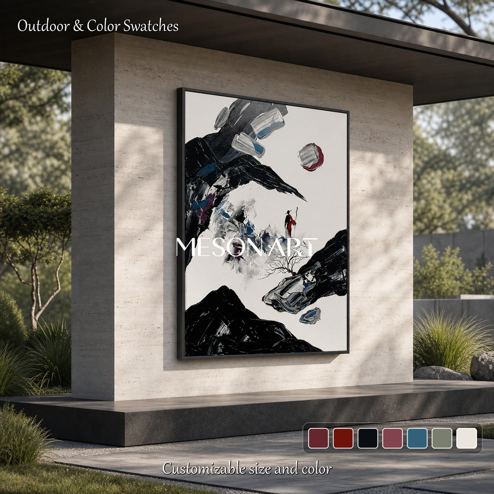 Modern Abstract Wall Art With Bold Black Forms For Contemporary Living Spaces
