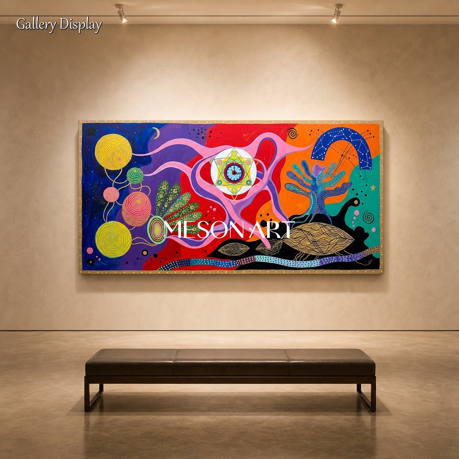 Large Surrealist Art Painting With Cosmic Eye For Living Room Decor