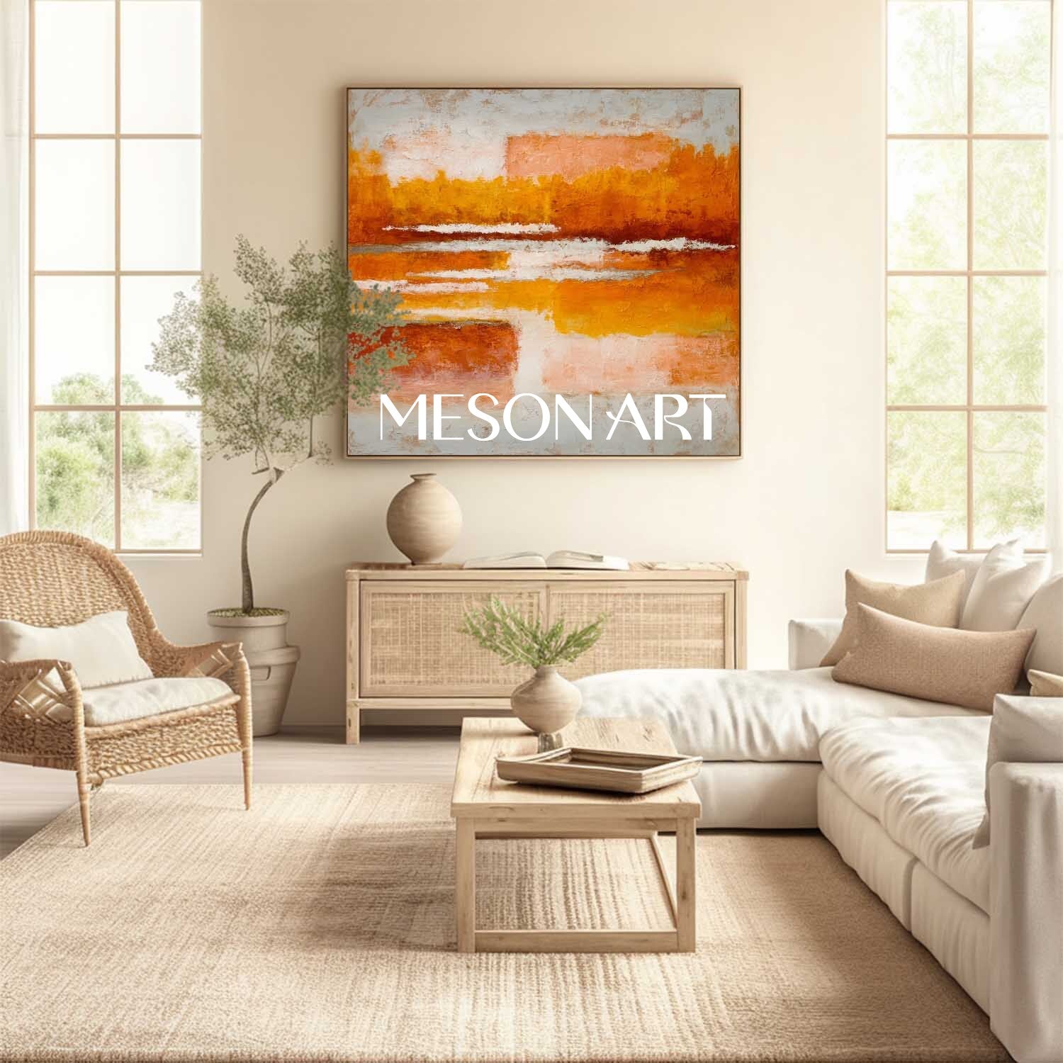Abstract Fall Wall Art Autumn Color Large Textured Landscape Canvas