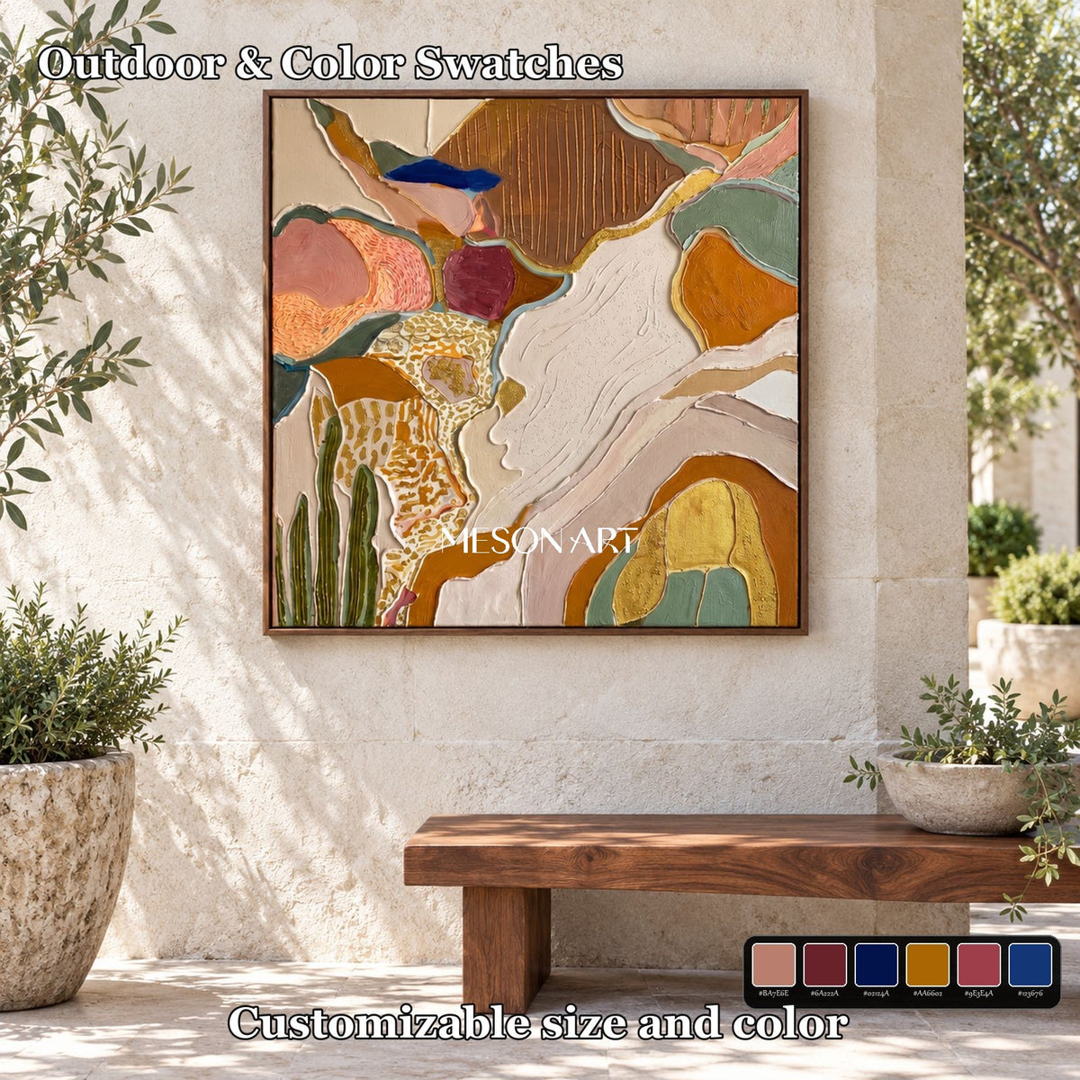 Earthy Brown And Gold Abstract Landscape Textured Square Wall Art Original Artist By Mesonart