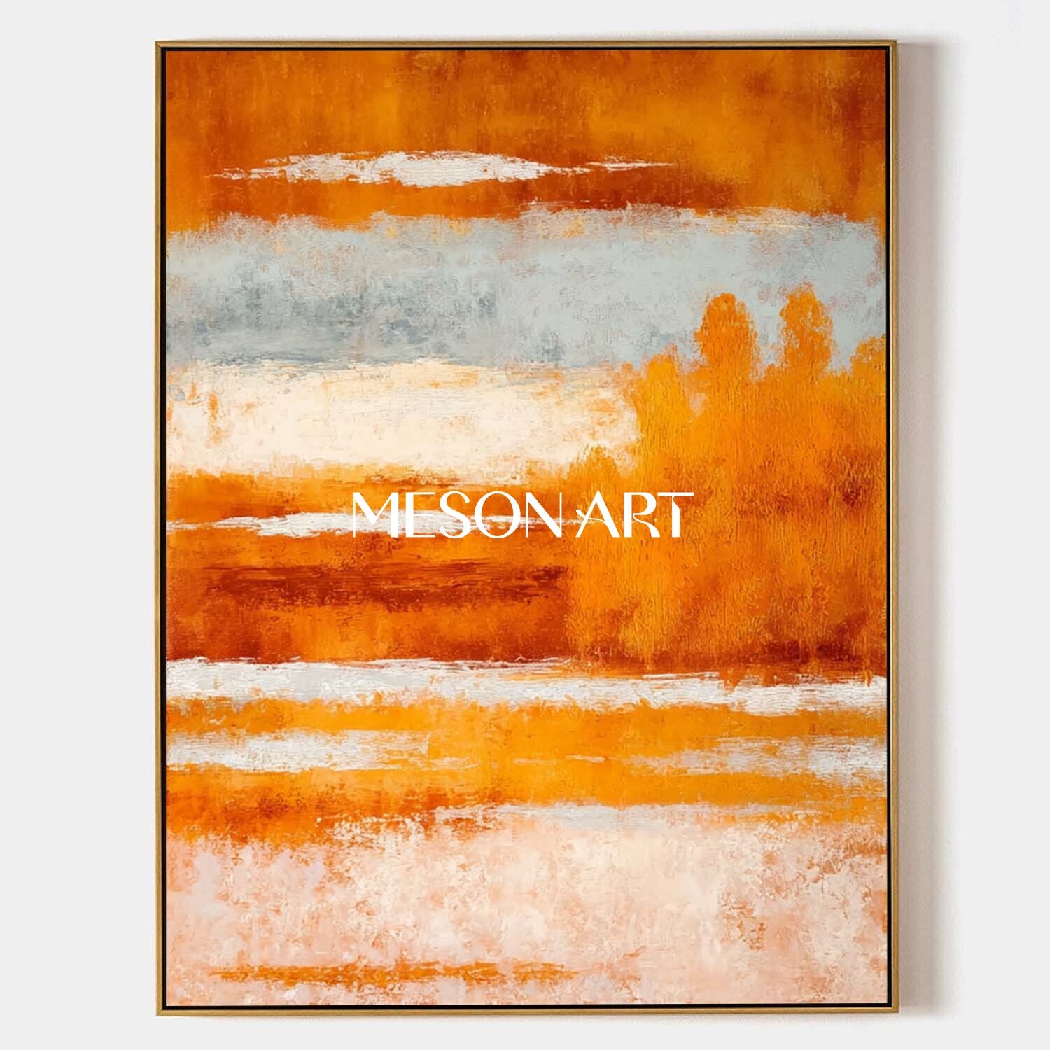 リビングルームのための秋の色抽象絵画モダンな秋のキャンバス – MesonArt