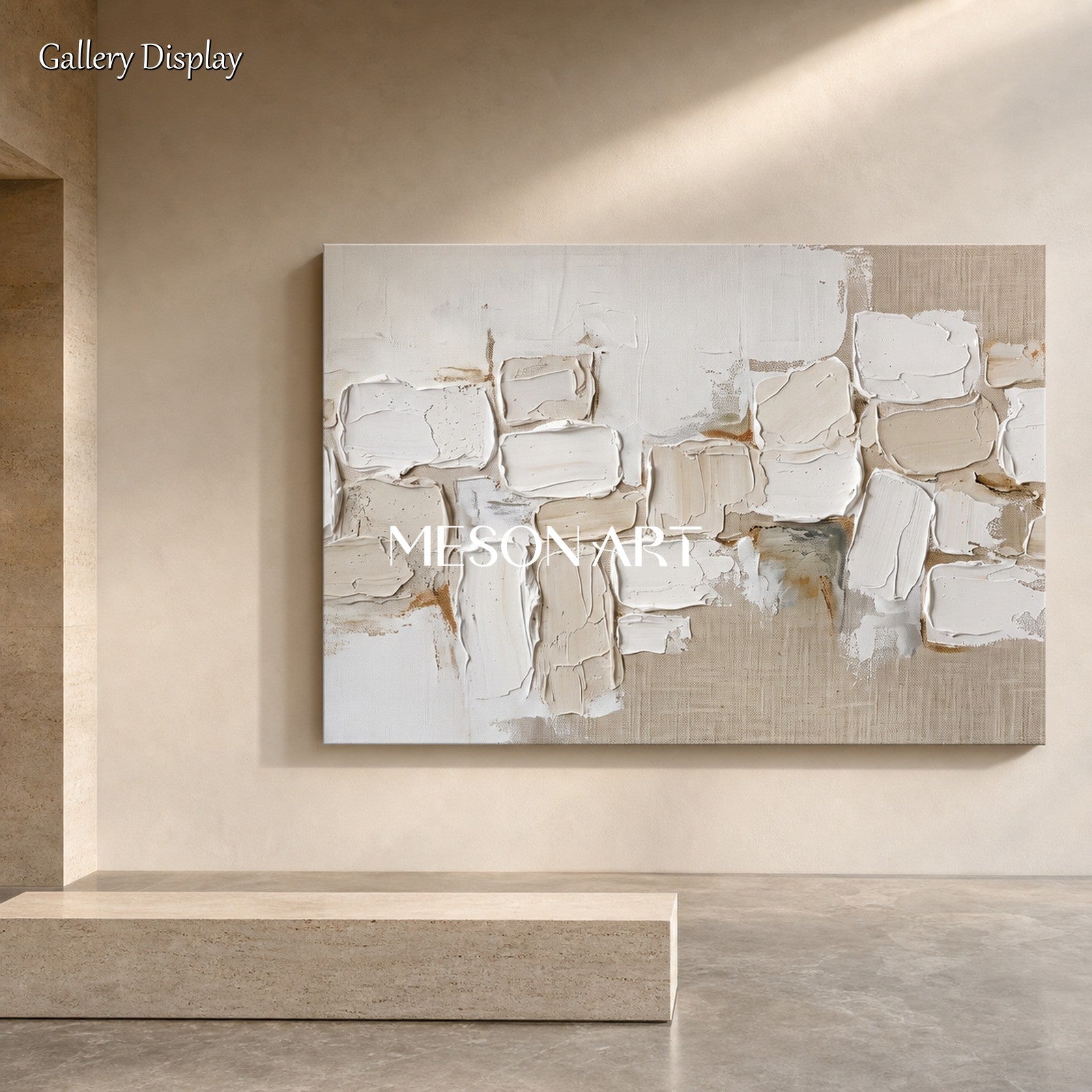 Minimalist Abstract Art With Textured Relief Blocks For Modern Home Decor