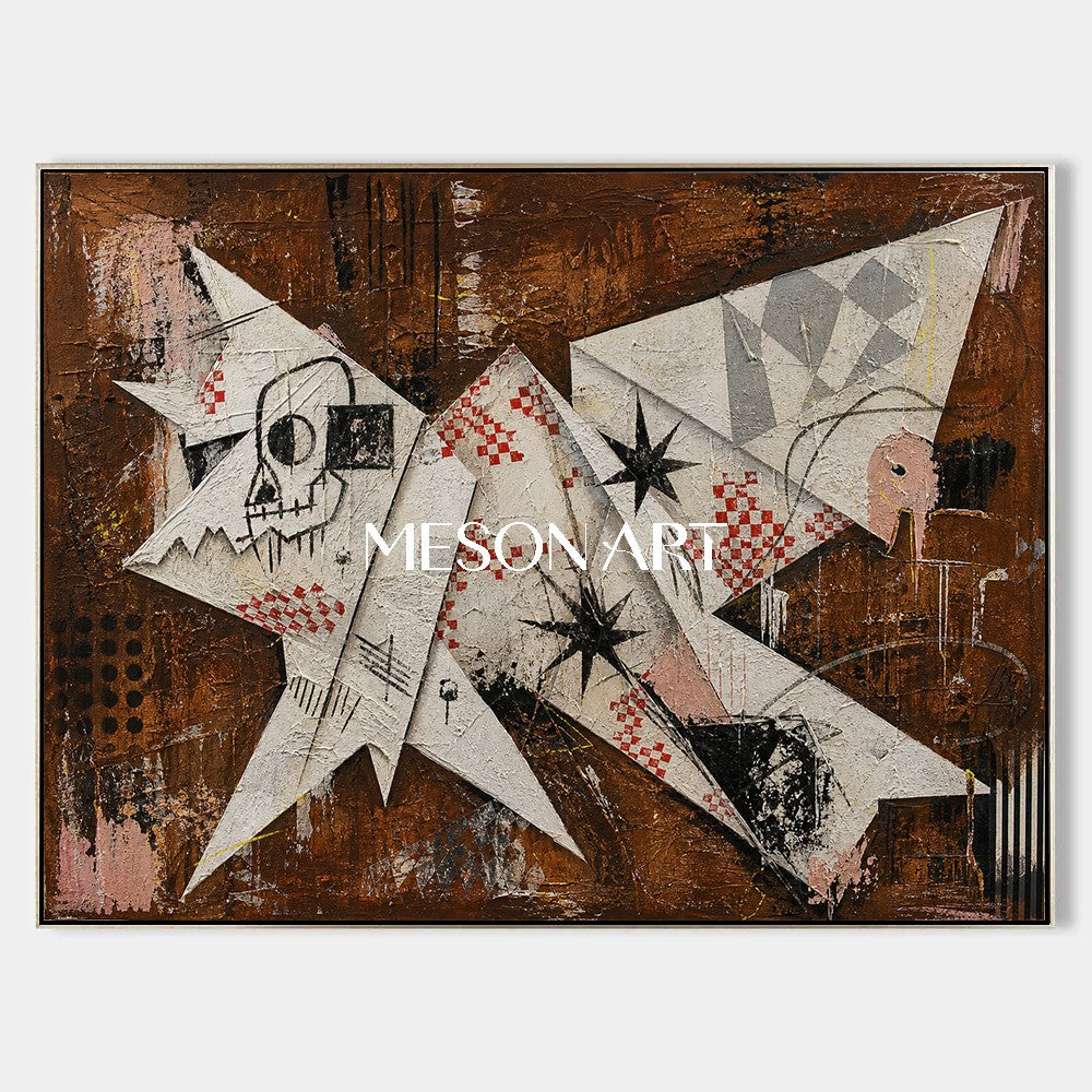 Original Pop Art Painting With Symbolic Animal Motifs For Modern Home Decor
