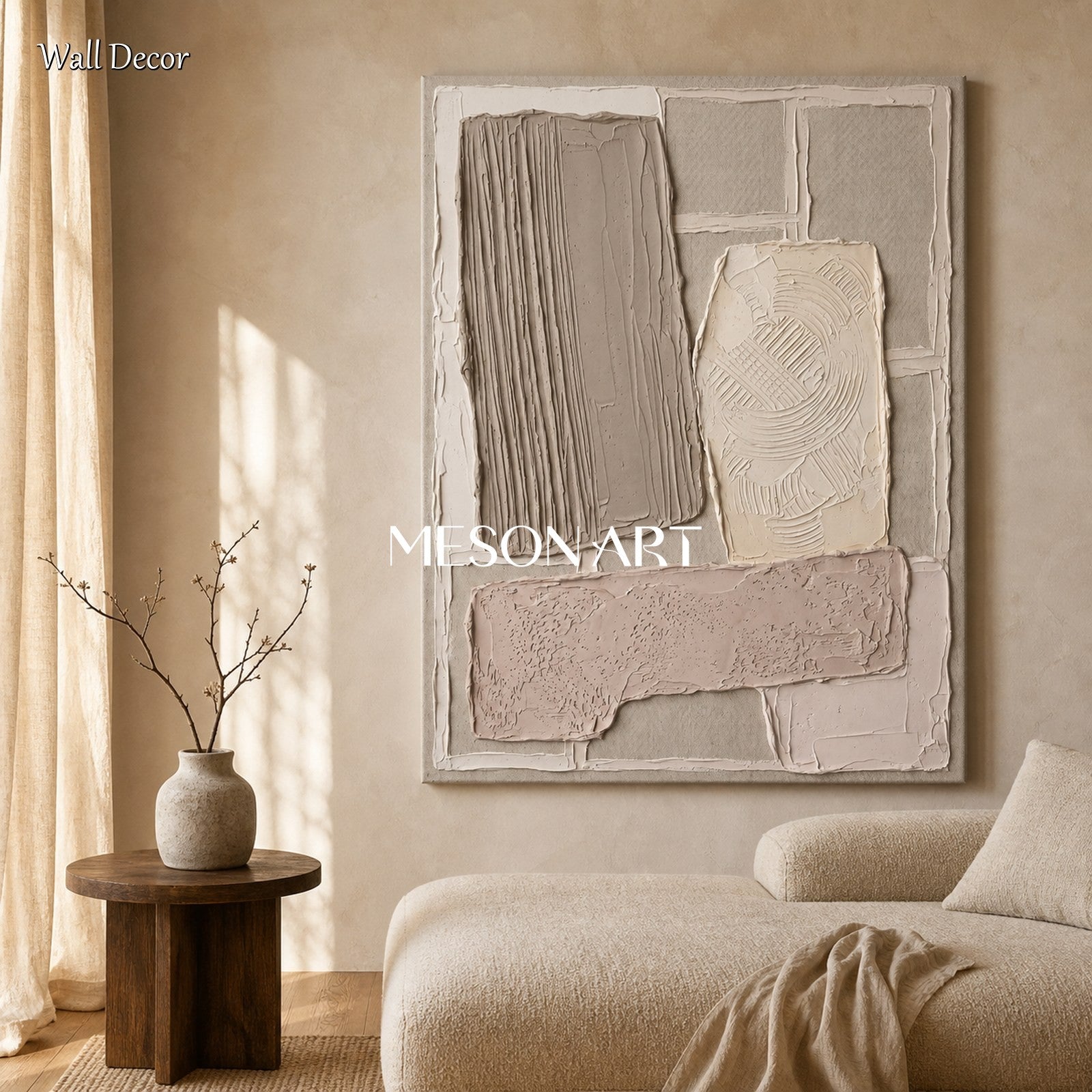 Minimalist Abstract Art With Plaster Texture For Modern Living Spaces