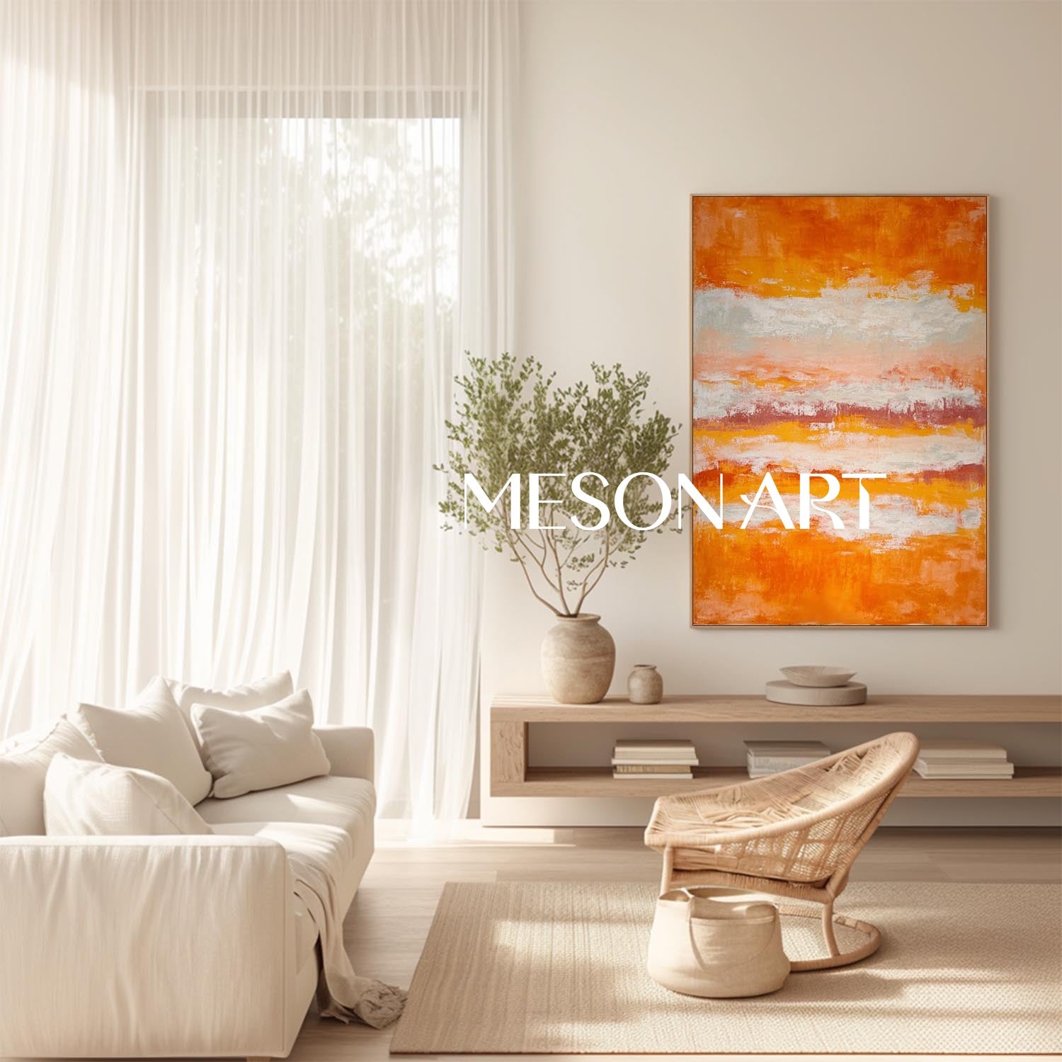 Fall Wall Art Abstract Painting with Autumn Colors for Home Decor