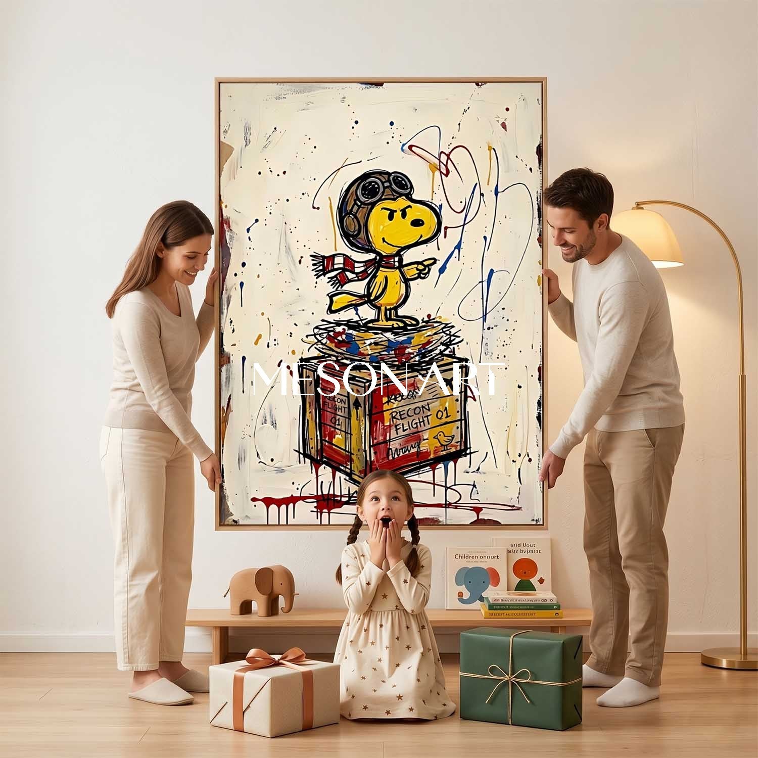 Snoopy Graffiti Art Print Abstract Pop Culture Painting For Living Room Decor