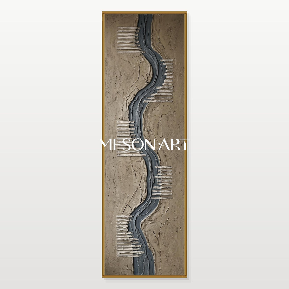 Brown Textured Painting Large Abstract Original Artist Hand Painted Panoramic Wall Art For Living Room By Mesonart