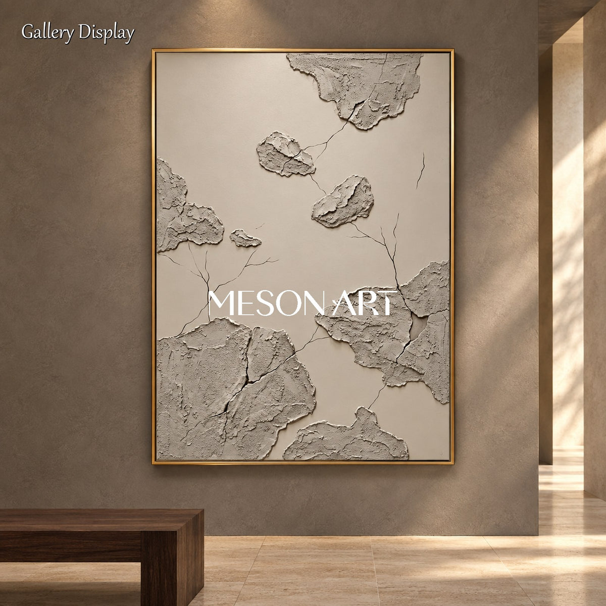 Gray Abstract Art Wabi Sabi Rectangular Wall Decor For Living Room By Mesonart