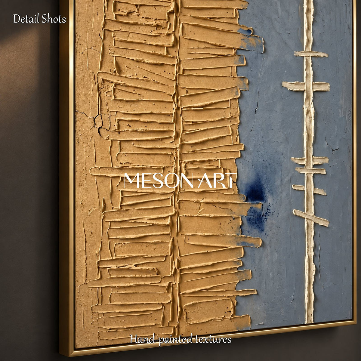 Beige And Gray Wabi Sabi Textured Painting Original Artist Rectangular Wall Art For Living Room By Mesonart