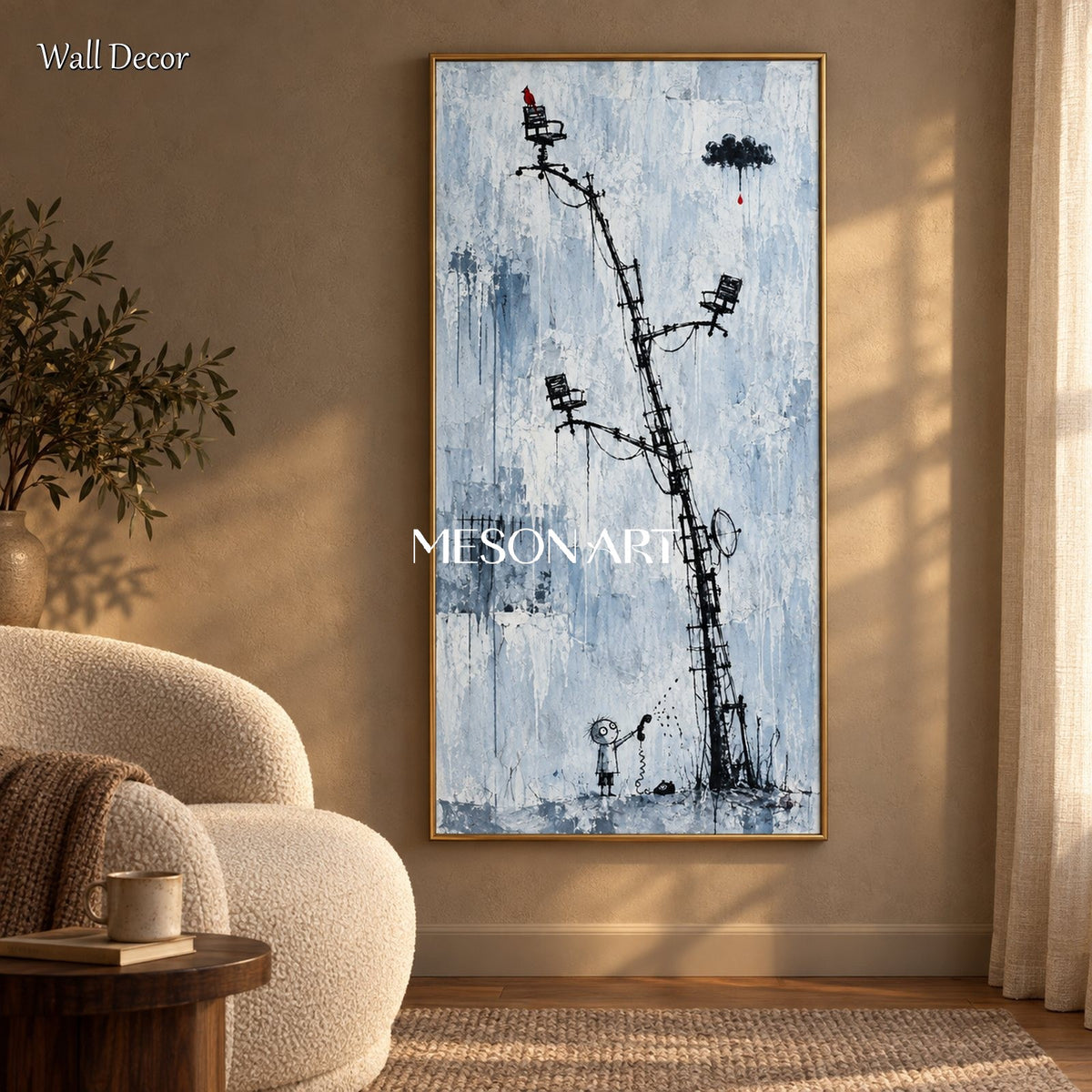 Blue And Black Abstract Graffiti Painting Panoramic Wall Art Contemporary Pop Original Artist By Mesonart