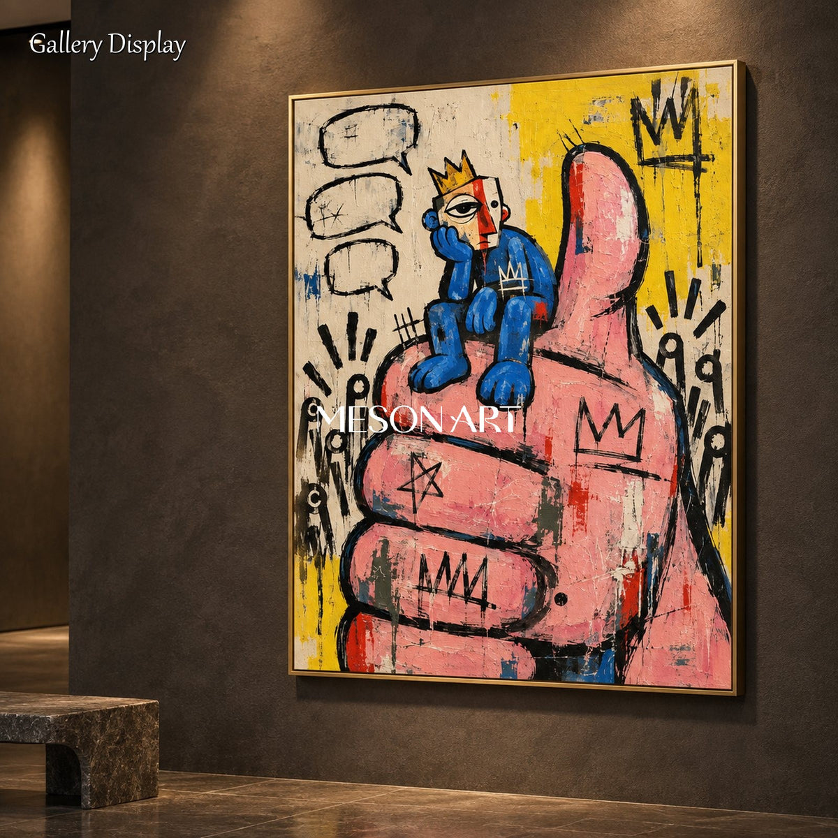 Pink And Blue Abstract Street Graffiti Painting Original Artist Hand Painted Large Modern Wall Art Rectangular Canvas By Mesonart