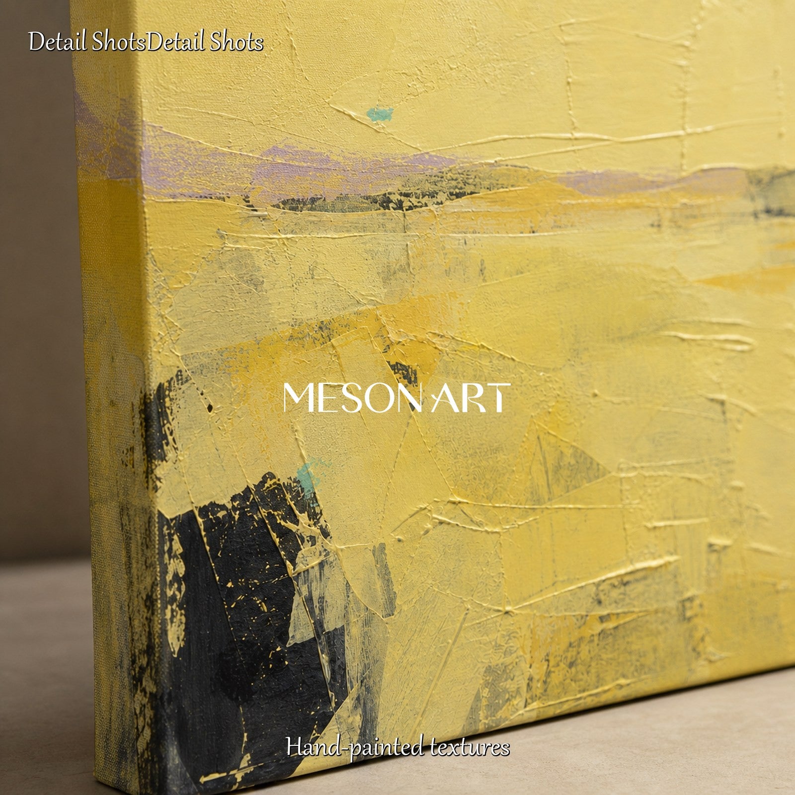 Large Gold Abstract Landscape Painting For Modern Living Room Wall Decor
