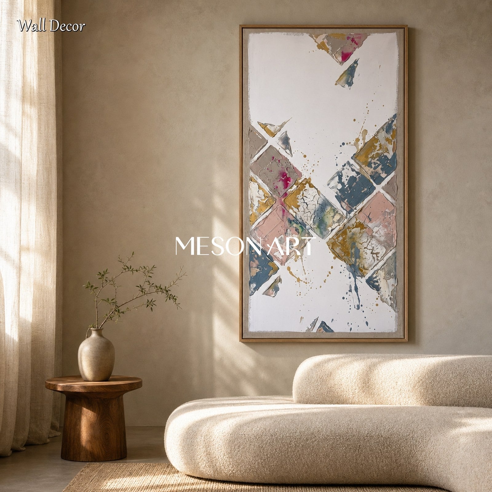 Minimalist Geometric Abstract Art With Metallic Accents For Modern Living Room Entryway Quiet Luxury Decor