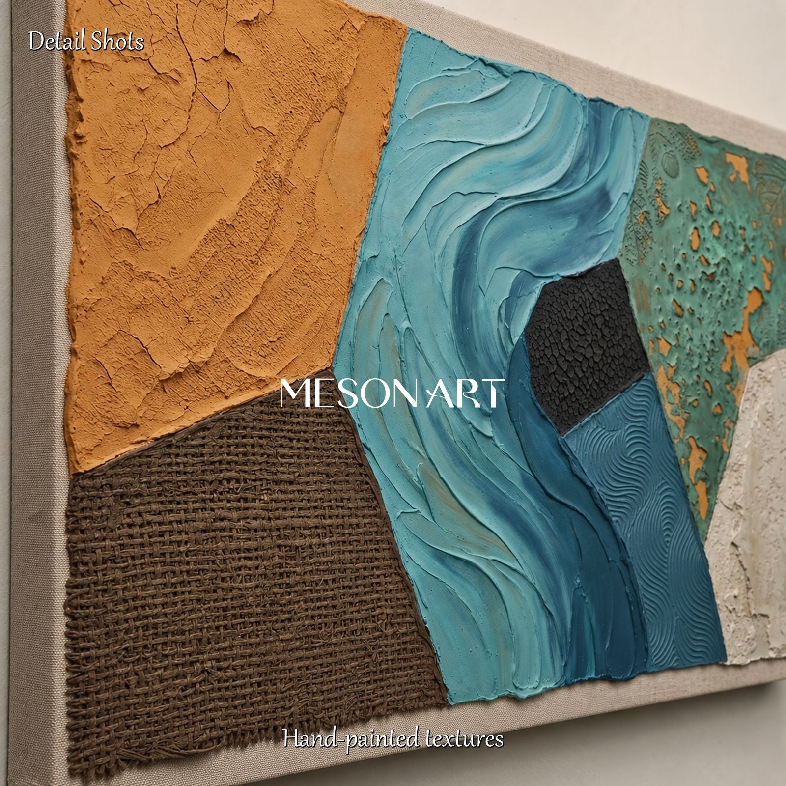Weathered Texture Abstract Art With Plaster Relief For Modern Living Room Decor