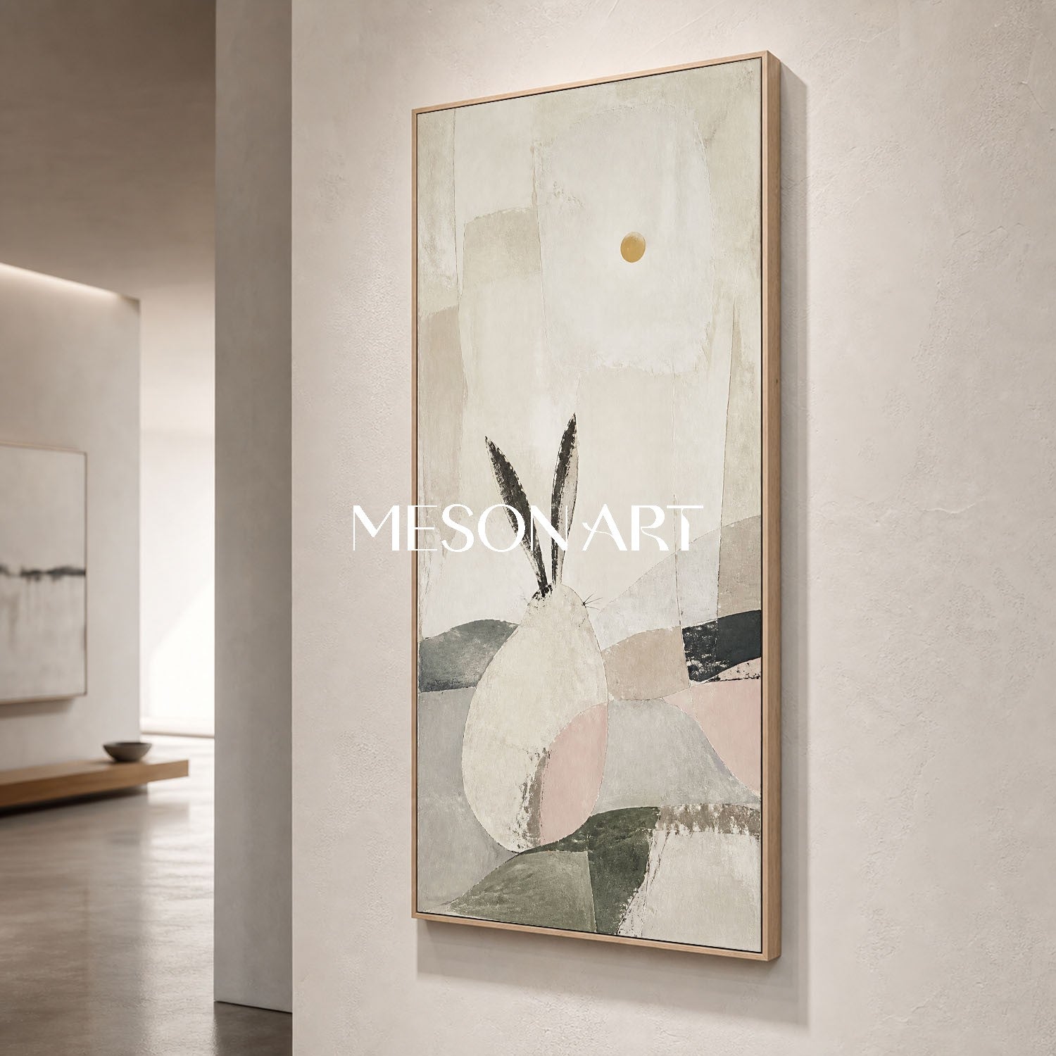 Minimalist Rabbit Wall Art Abstract Canvas Painting For Living Room And Bedroom Decor