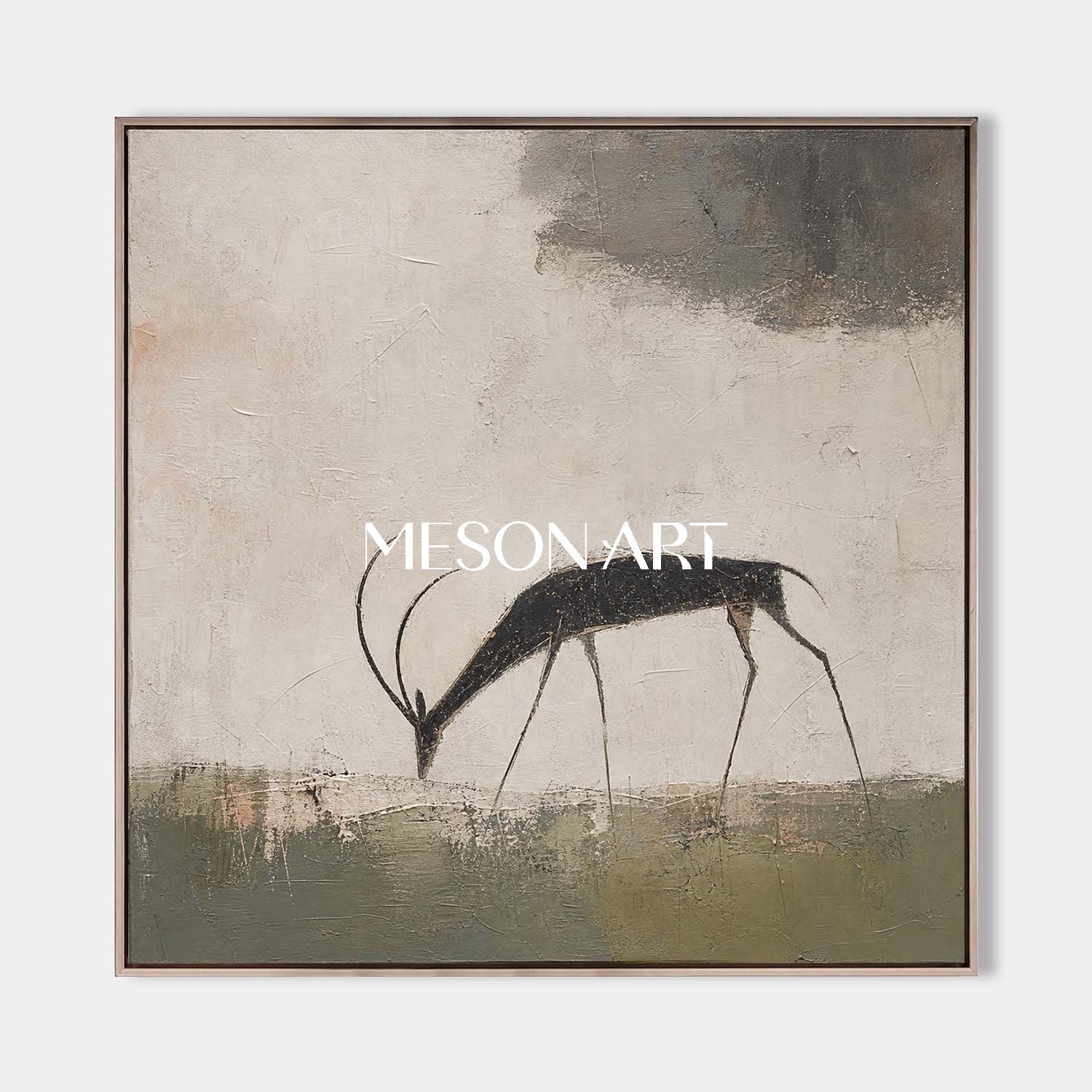Minimalist Antelope Painting Abstract Animal Wall Art For Modern Living Room Decor