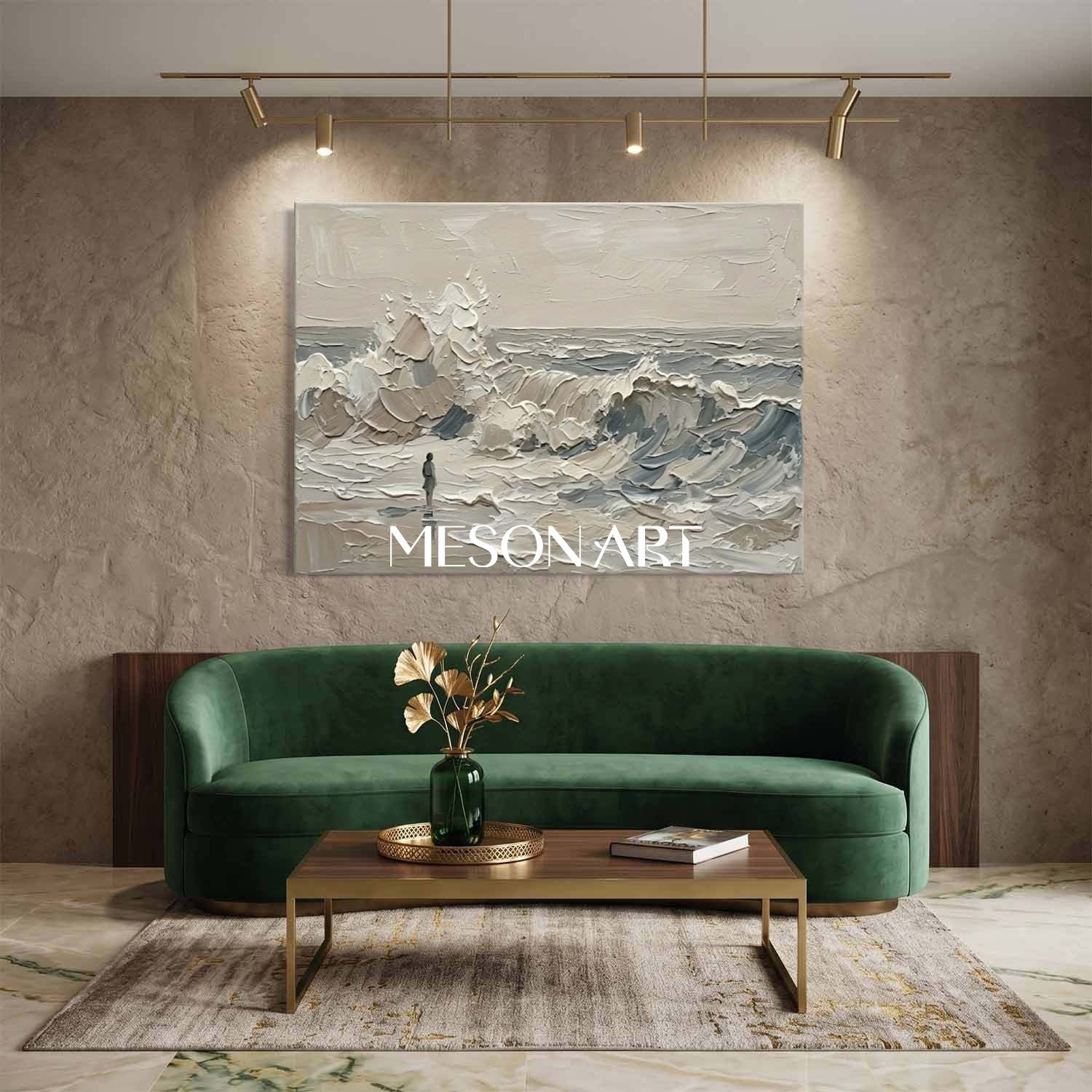 Minimalist Ocean Abstract Art With Textured Relief For Modern Living Room And Bedroom Decor