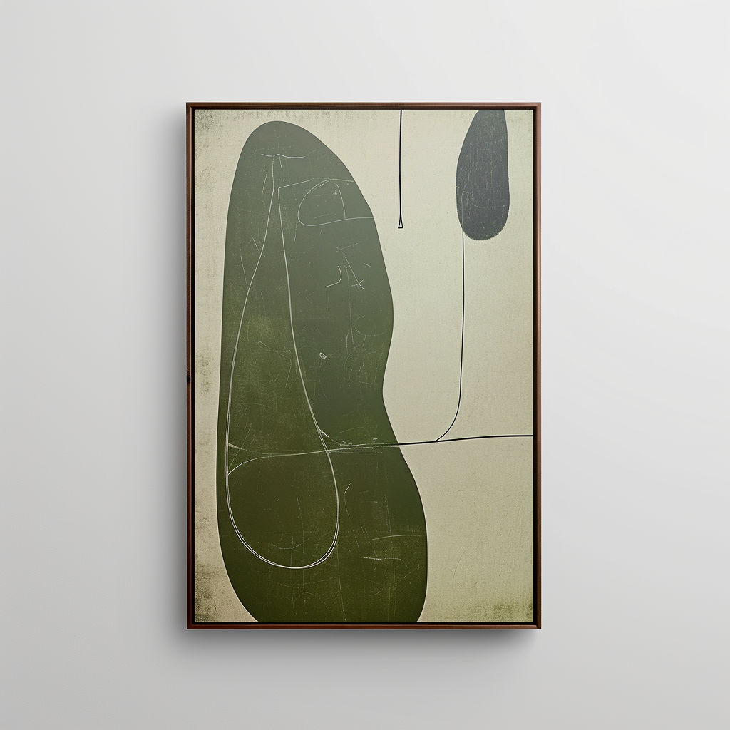 Green Contemporary Minimalist Art 3 Piece Set Wabi-Sabi Wall Art Green Abstract Canvas Art Set of 3