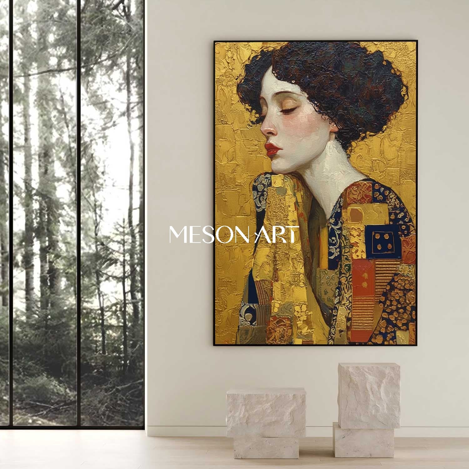 Contemporary Art Hand Painted Textured Large Framed Canvas Bedroom