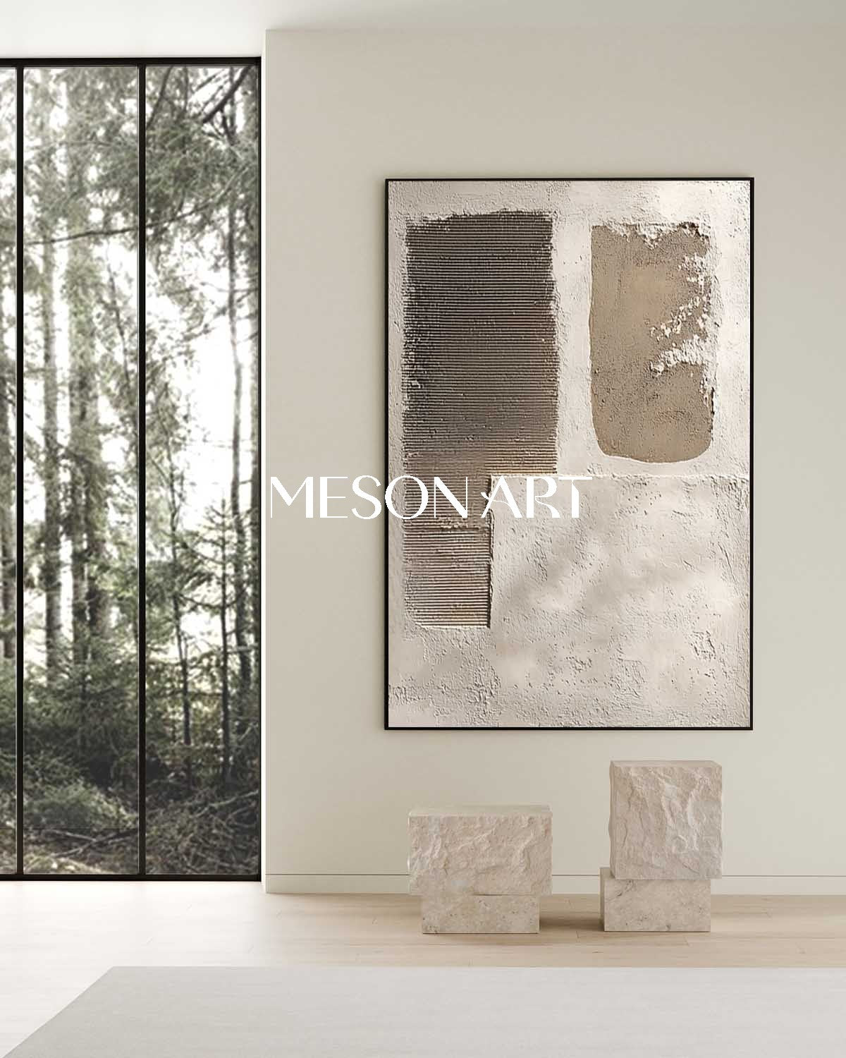 Large 3D Warm beige wall art decor Warm beige texture painting Warm beige abstract canvas art