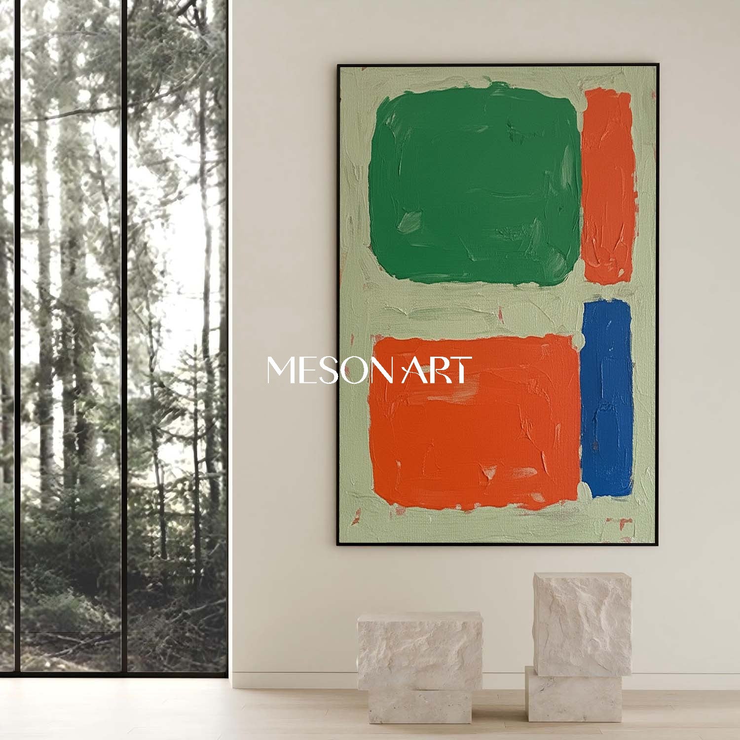 Sage Green abstract Wall Art Vibrant Color Entryway Handmade Canvas