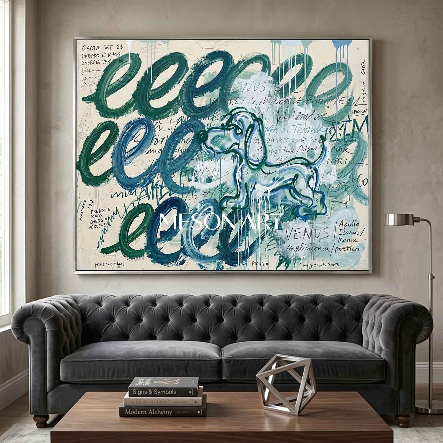 Neo-Expressionism Dachshund Oil Painting Urban Art Above Couch Artwork