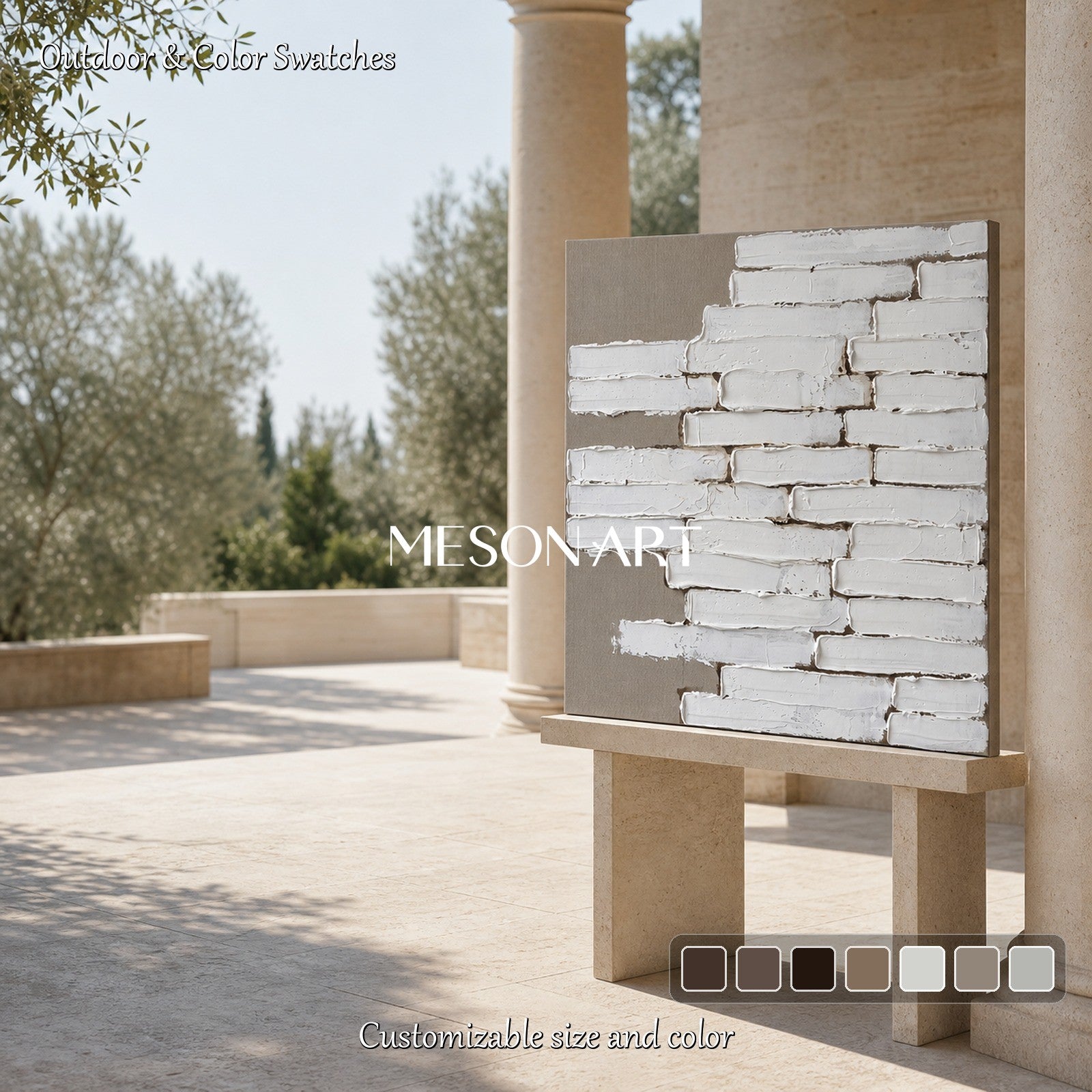 Minimalist Textured Wall Art With White Plaster Strokes For Modern Living Room Decor