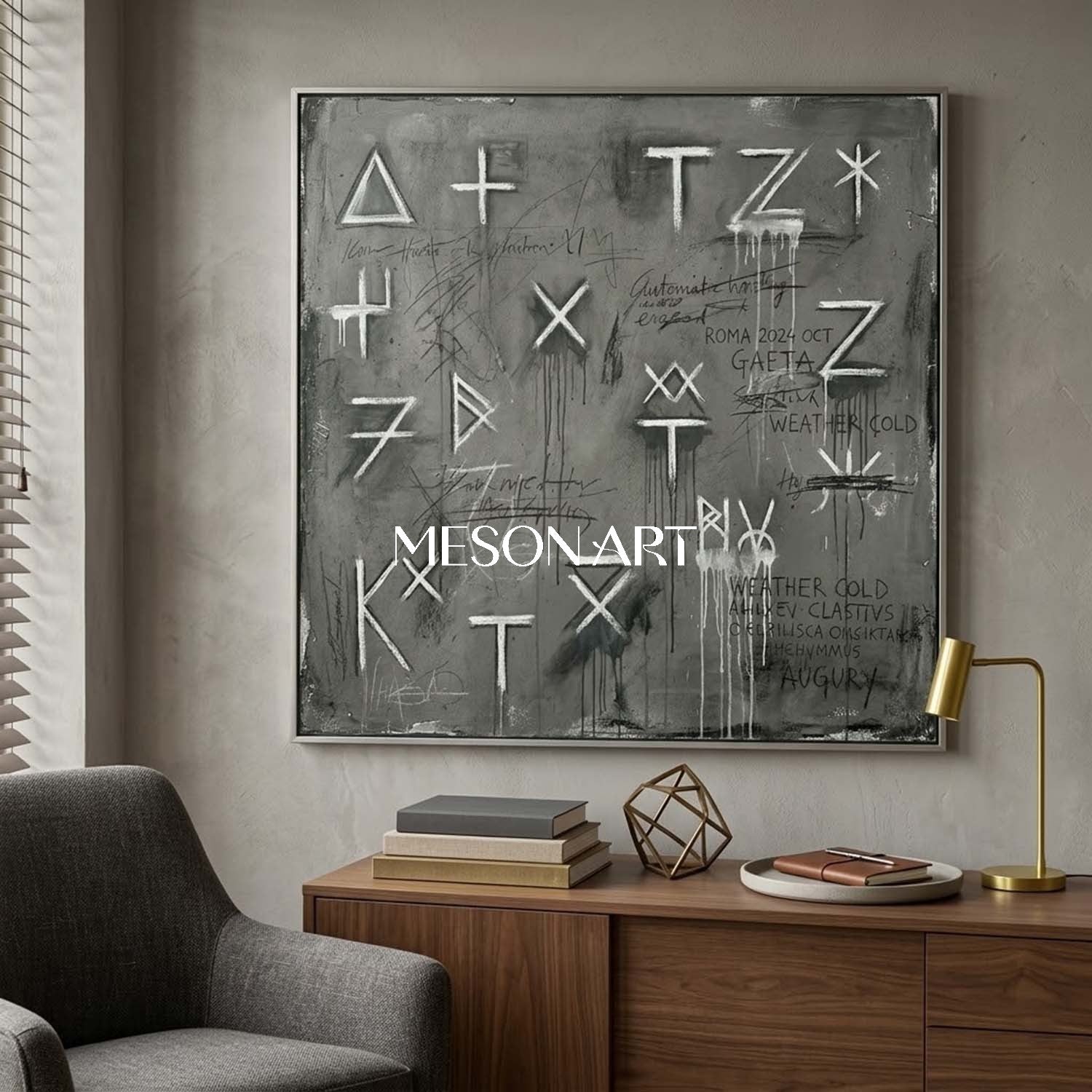 Black Modern Industrial Style Graffiti Painting Office Large Wall Art