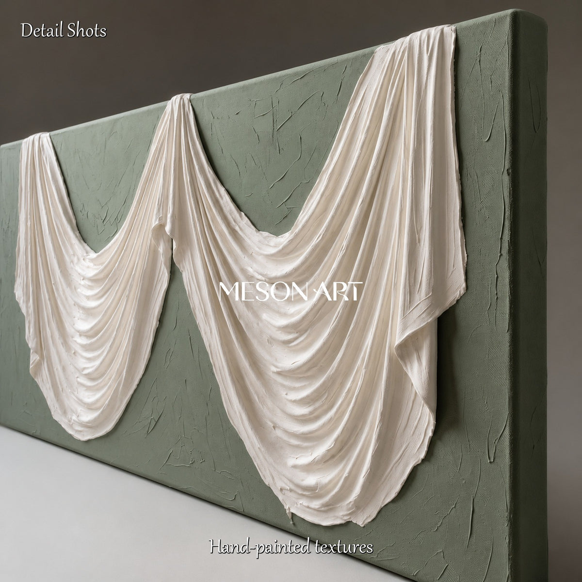 Green And White Plaster Relief Art Panoramic Sculptural Wall Decor By Mesonart