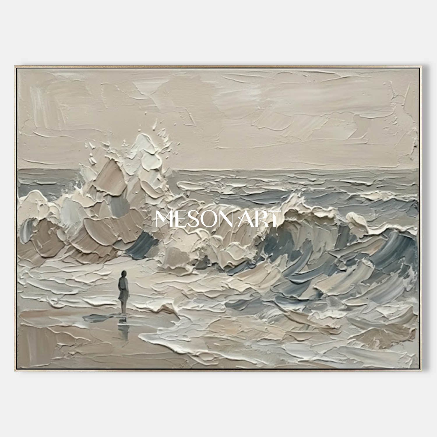 Minimalist Ocean Abstract Art With Textured Relief For Modern Living Room And Bedroom Decor