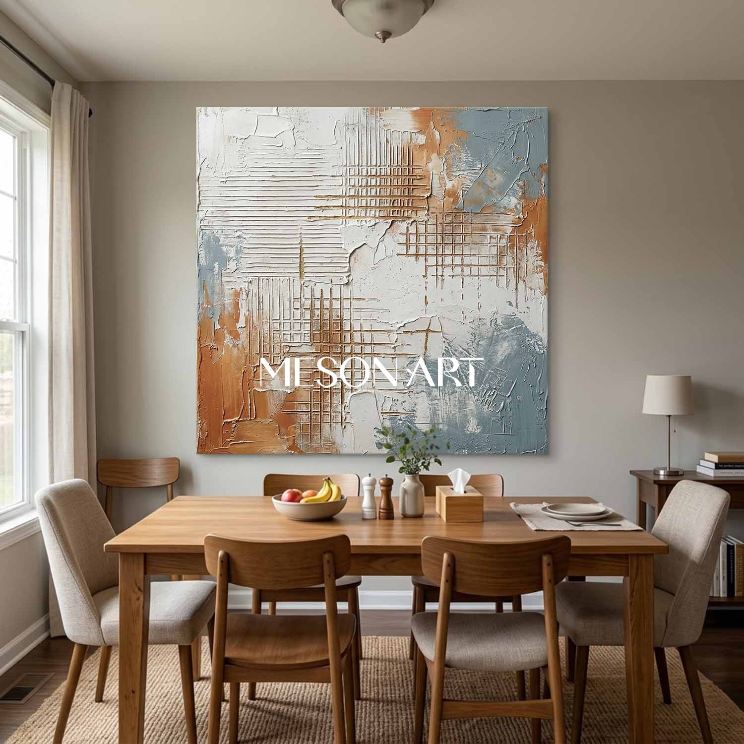3D Plaster Relief Abstract Texture Oil Painting for Modern Interiors