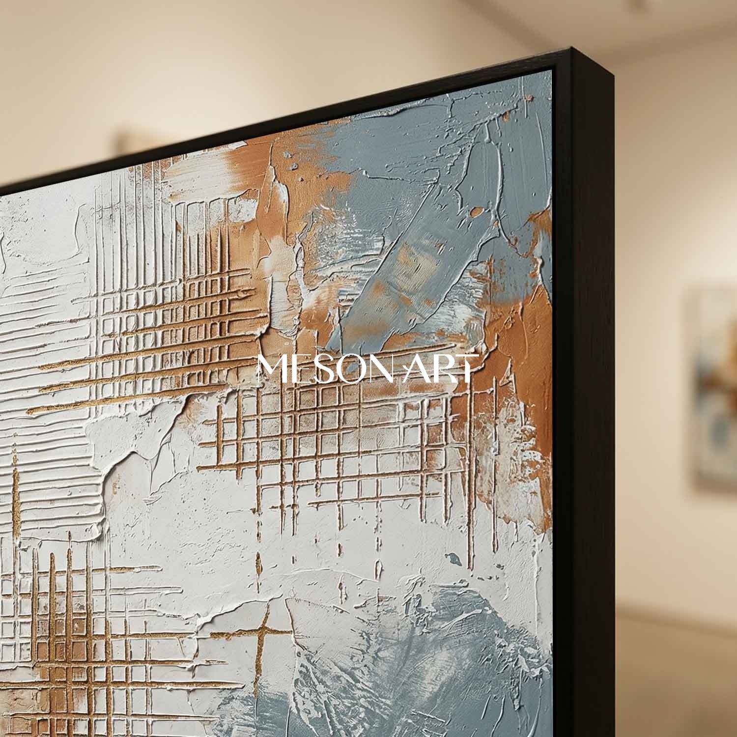 3D Plaster Relief Abstract Texture Oil Painting for Modern Interiors