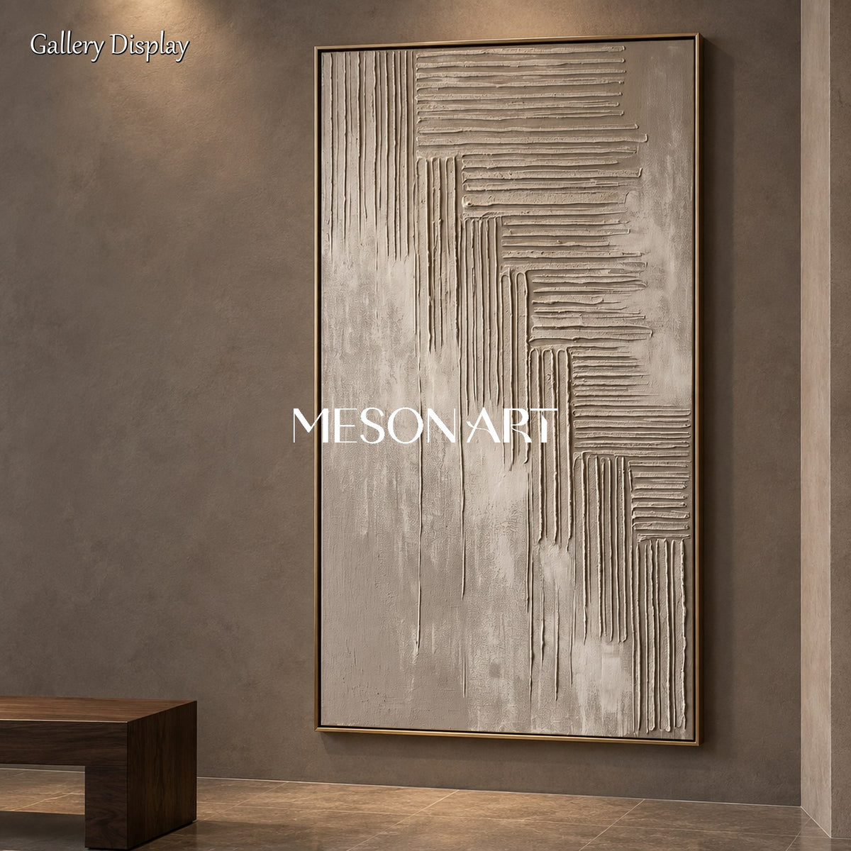 Gray Textured Wall Art Large Abstract Original Artist Hand Painted Panoramic By Mesonart