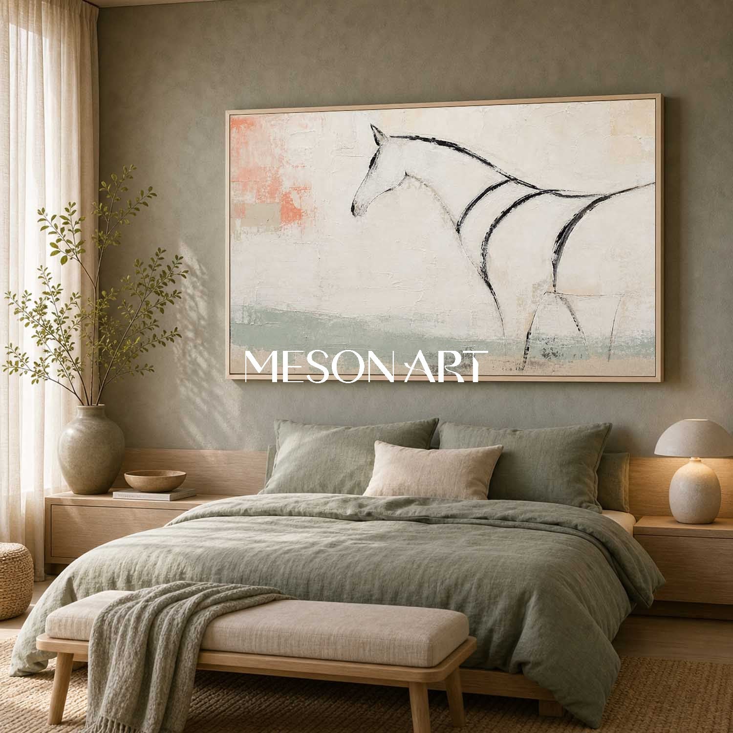 Minimalist Horse Painting Abstract Animal Wall Art For Modern Living Room And Home Office Decor