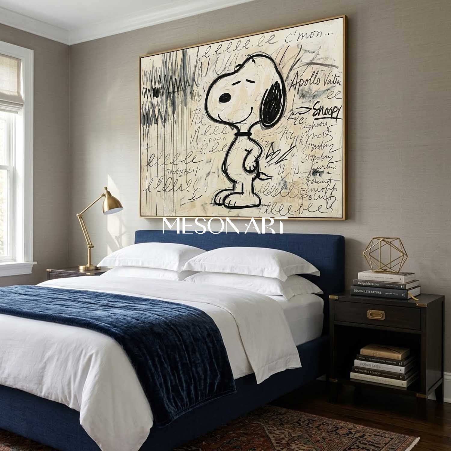 Large Snoopy Painting Abstract Pop Wall Art Bedroom Graffiti Cartoon