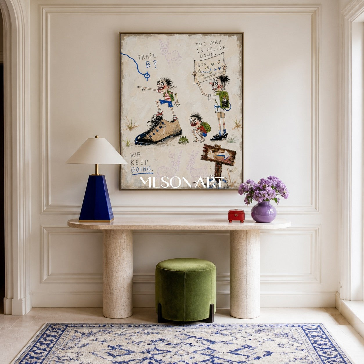 Beige Pop Art Graffiti Narrative Painting Square Wall Art For Living Room By Mesonart