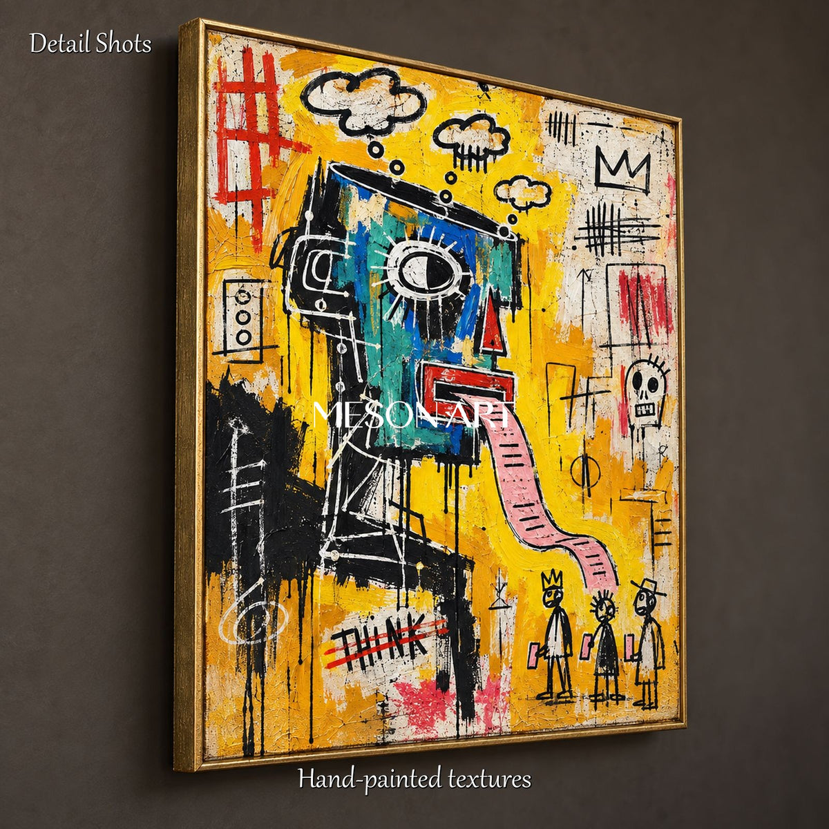 Yellow And Black Abstract Graffiti Painting Original Artist Street Art Rectangular Wall Decor By Mesonart