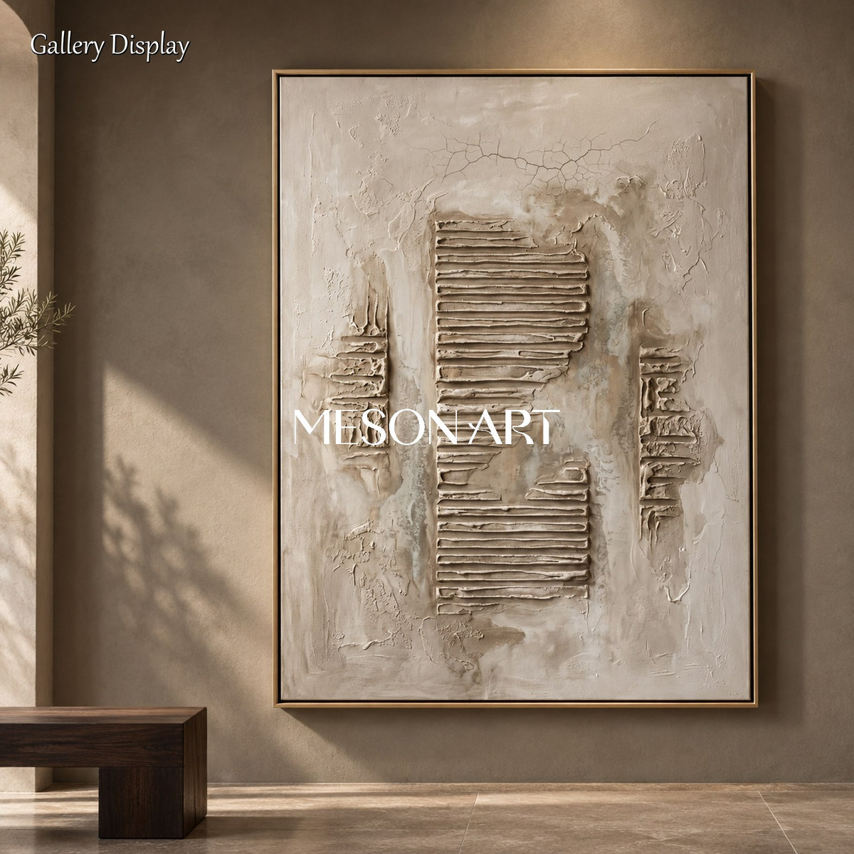 Gray Minimalist Textured Art Rectangular Wall Decor Original Artist Hand Painted By Mesonart