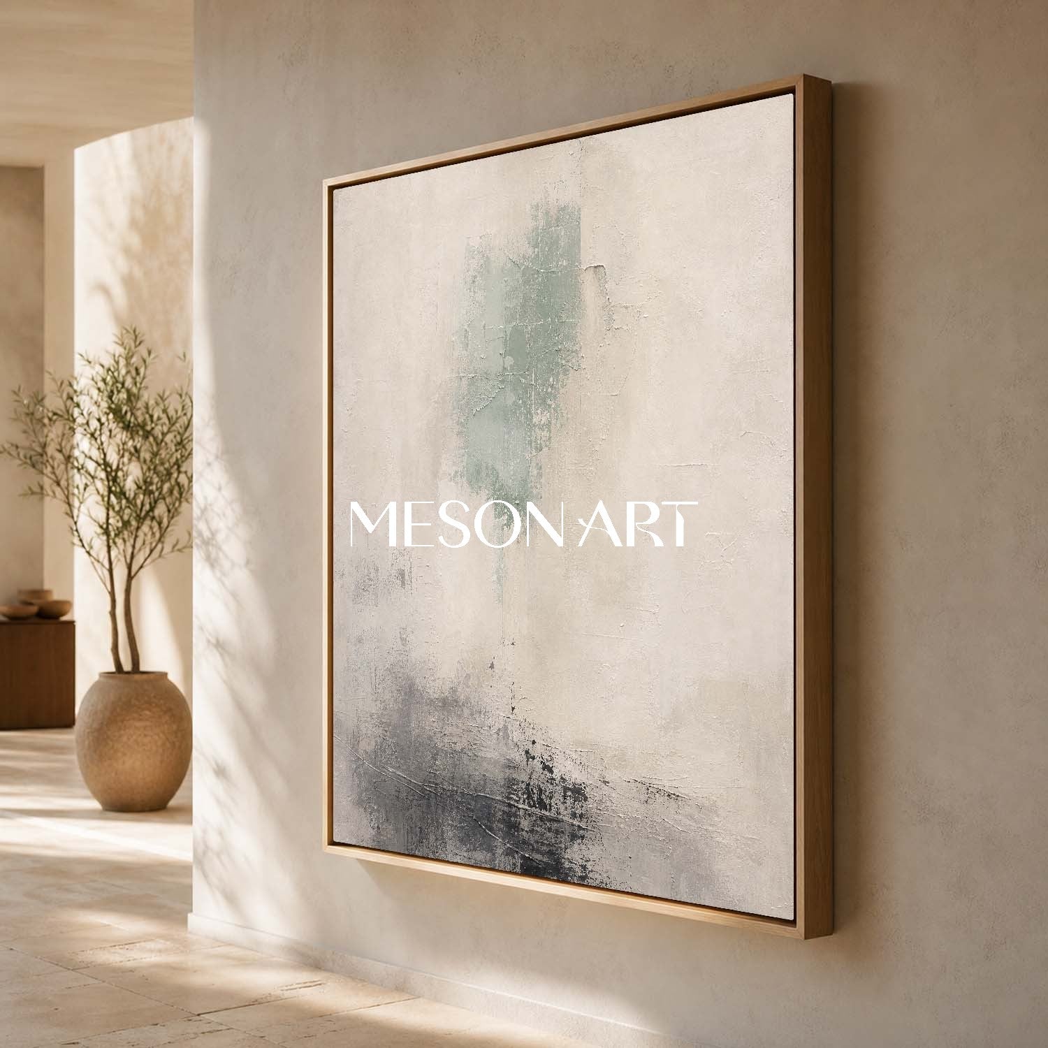 Wabi Sabi Abstract Canvas Art With Soft Textured Brushwork For Modern Living Spaces
