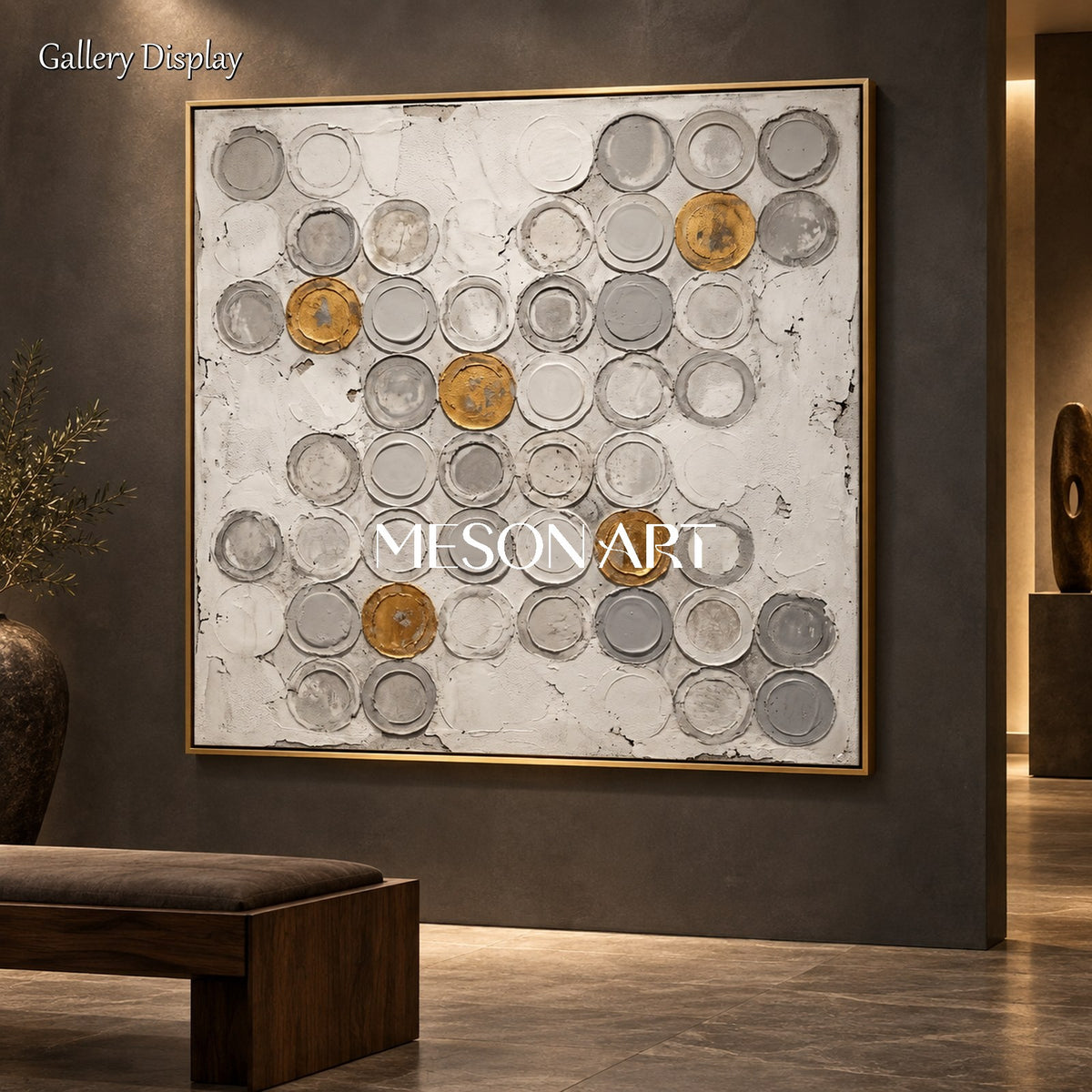 Gray And White Wabi Sabi Abstract Art Square Wall Decor For Living Room By Mesonart
