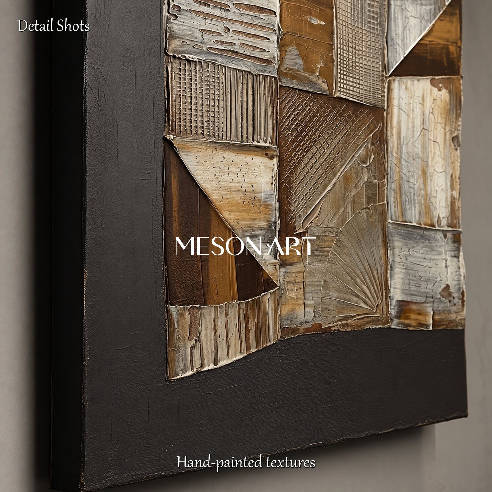 Wabi-Sabi Abstract Art With Textured Relief For Modern Living Room Decor