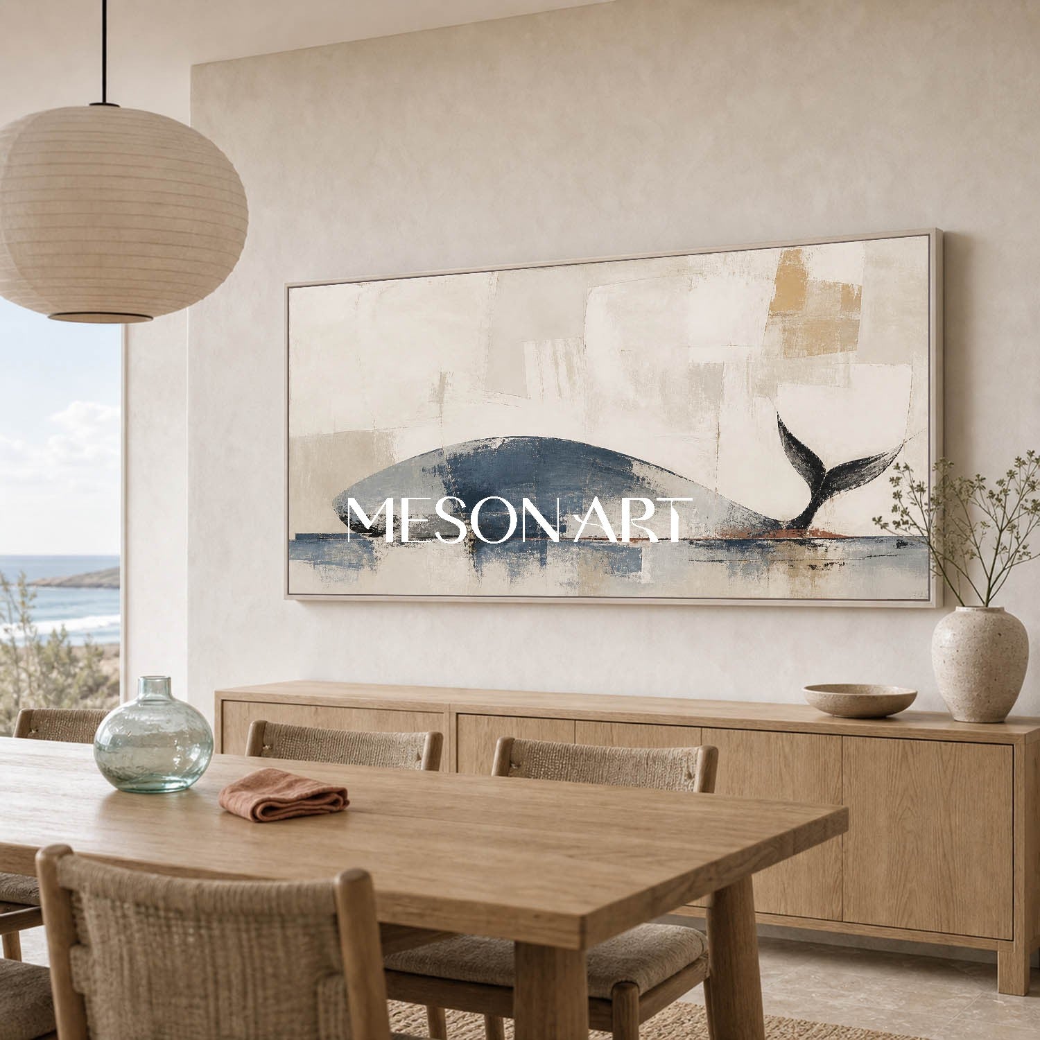 Large Minimalist Whale Oil Painting Abstract Canvas Wall Art Decor For Modern Living Room Bedroom