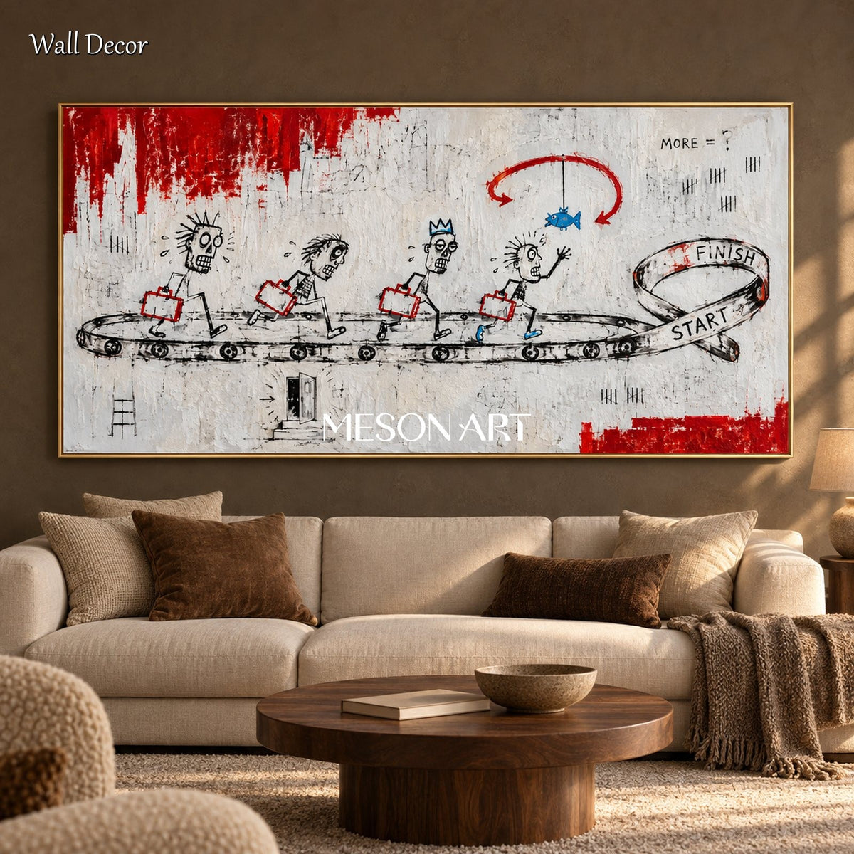 Red And White Abstract Painting Original Hand Painted Contemporary Art For Living Room By Mesonart