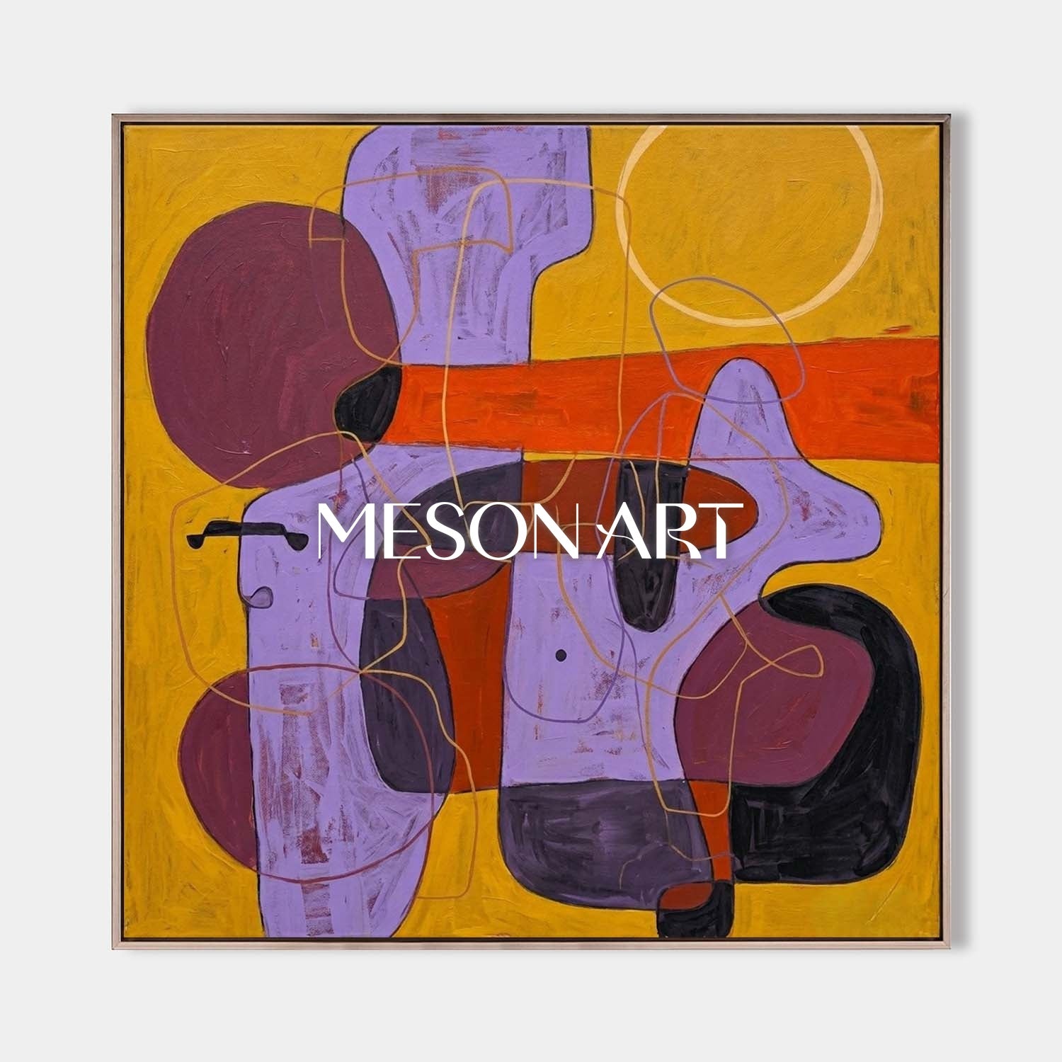 Contemporary Abstract Art With Yellow And Purple For Modern Home Decor