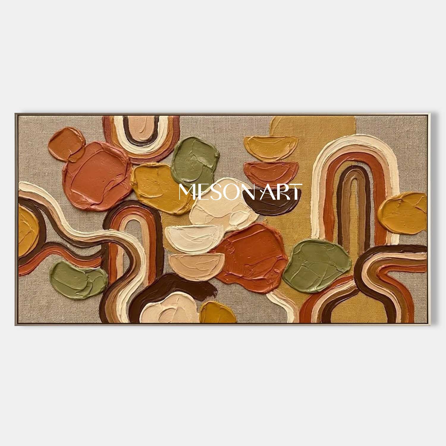 3D Arched Lines Abstract Painting Large Bohemian Minimalist Art Canvas