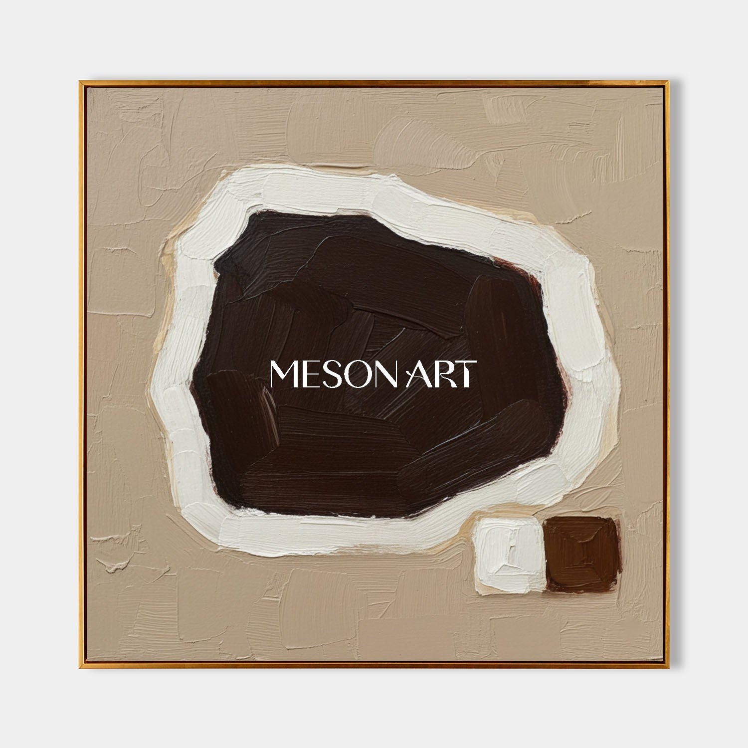 Brown Contemporary Minimalist Textured Painting Framed Canvas Entryway