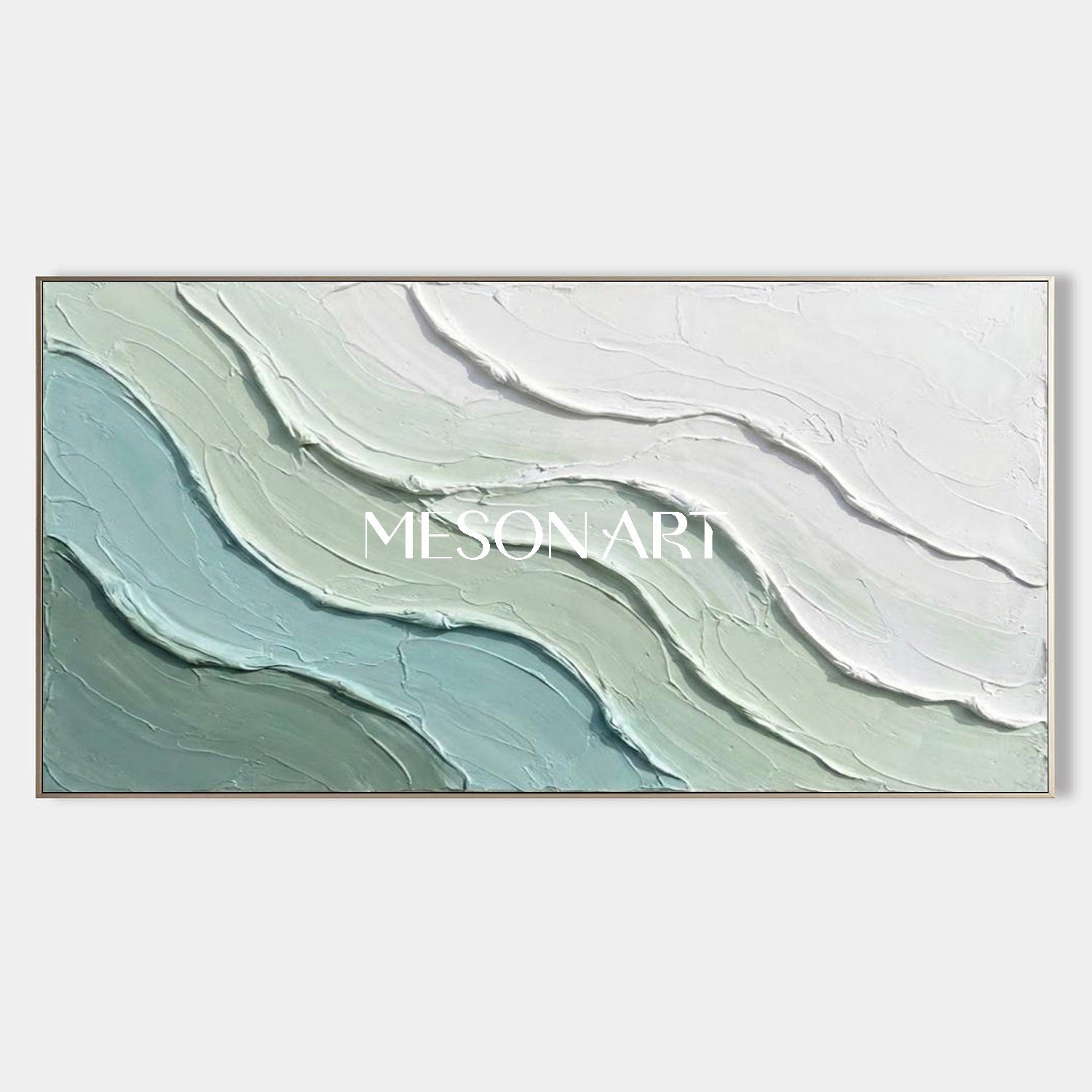Green Abstract Sea Abstract Wall Art Decor Minimalist Ocean Wave Paintings Interior Design Decor