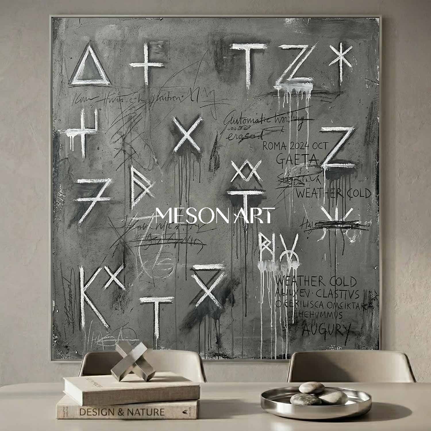 Black Modern Industrial Style Graffiti Painting Office Large Wall Art