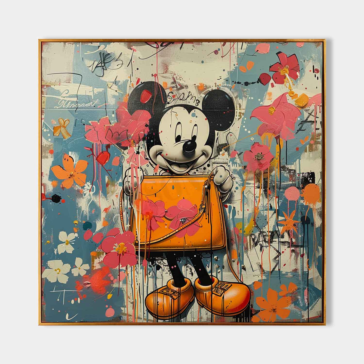 Hermès Orange Bag Wall Art Decoration Hermès Artwork Hermès Graffiti Canvas Painting