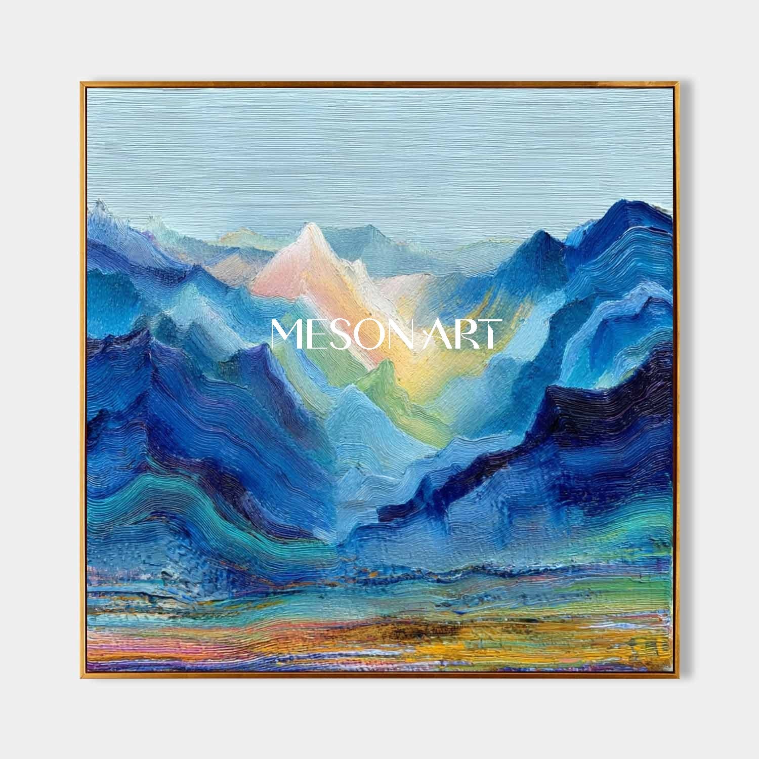 Silent Ridge – Textured Blue Mountain Landscape Wall Art